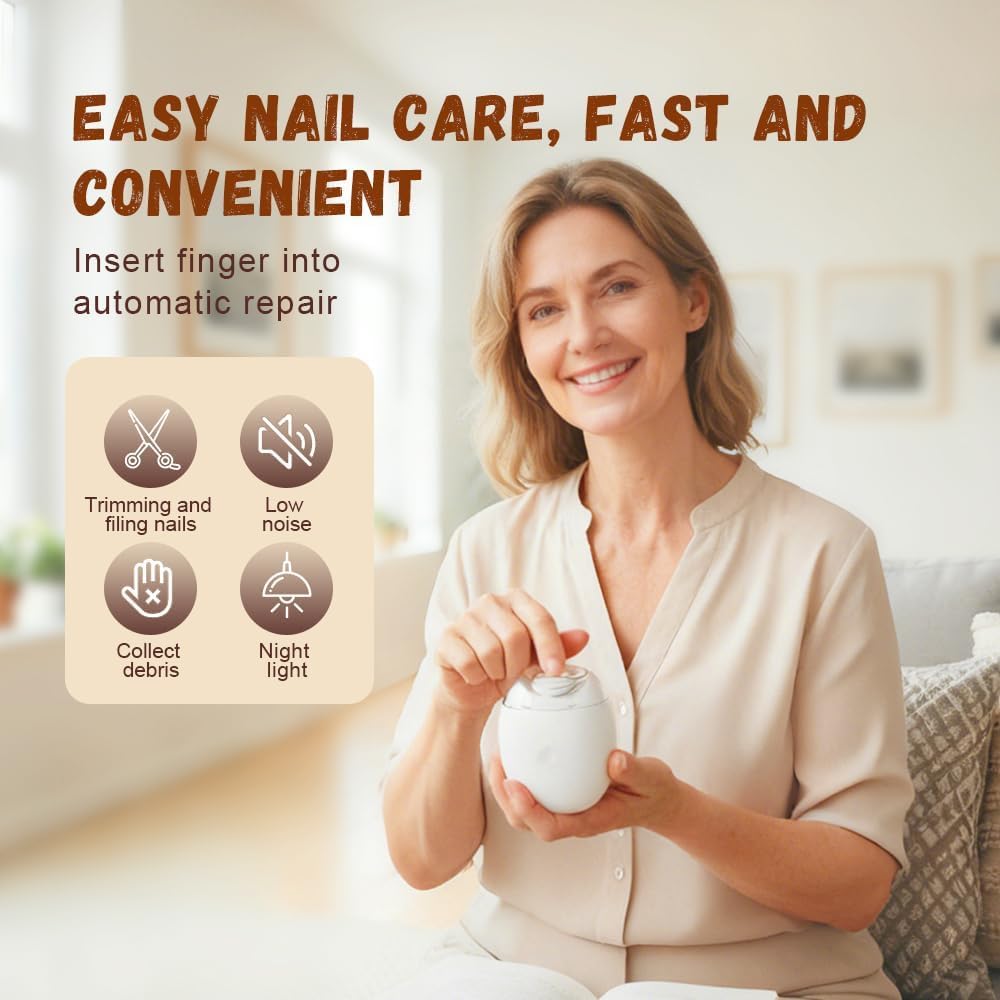 UCRAVO Portable Electric Nail Clipper Automatic Fingernail Grinder with LED Light,3 Adjustable Speeds,Silent Nail Cutter & Polishing Machine, USB Rechargeable Trimmer for Baby, Kids, Adults & Seniors
