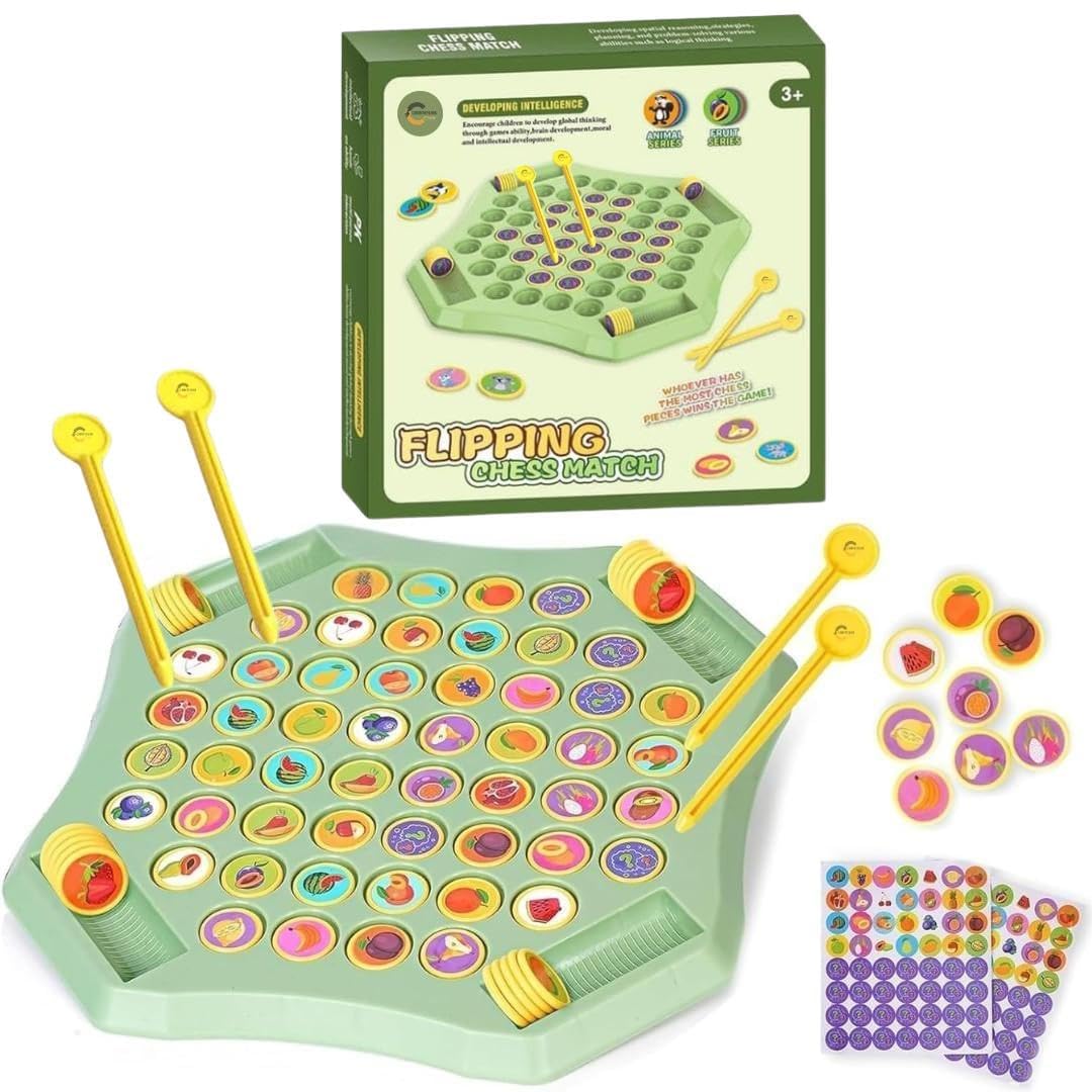 UCRAVO Memory Flip Chess Game for Toddlers, Montessori Matching Puzzle Board Game, Educational Learning Activity & Travel Toy for Kids & Preschoolers