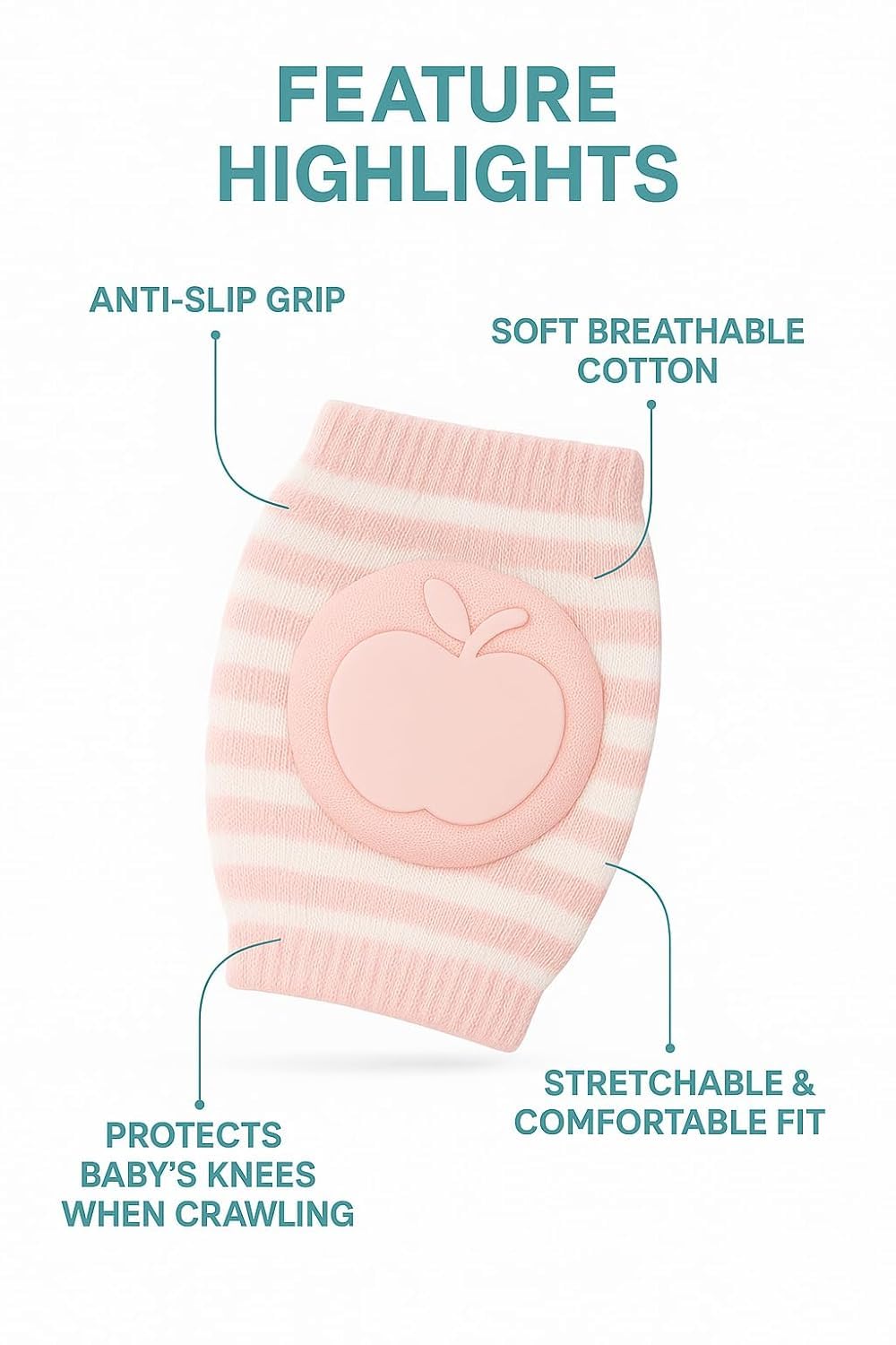 UCRAVO Baby Knee Pads for Crawling, Anti-Slip Soft Cushion Breathable Elastic Knee Protectors for Toddlers, Leg Protector Accessories for Toddlers Infant Baby Boys Girls (Multi Color)