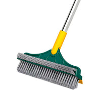 UCRAVO Floor Scrub Brush 3 in 1 Multifunctional Scrape Brush with Squeegee Long Handle Scrub Brush with V-Shaped Bristles Flexible Cleaning Magic Broom Brush for Floor Bathroom Kitchen Wall Deck Tile