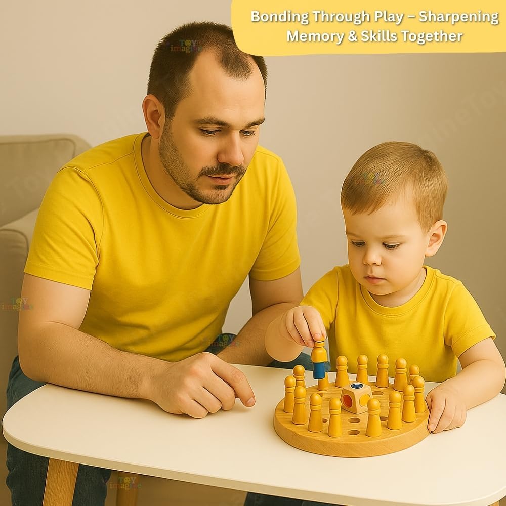 UCRAVO Wooden Color Memory Game for Kids Age 3+, Montessori Learning & Educational Brain Puzzle Toy, Matching Challenge Board Game, Best Birthday Gift for Boys, Girls & Family