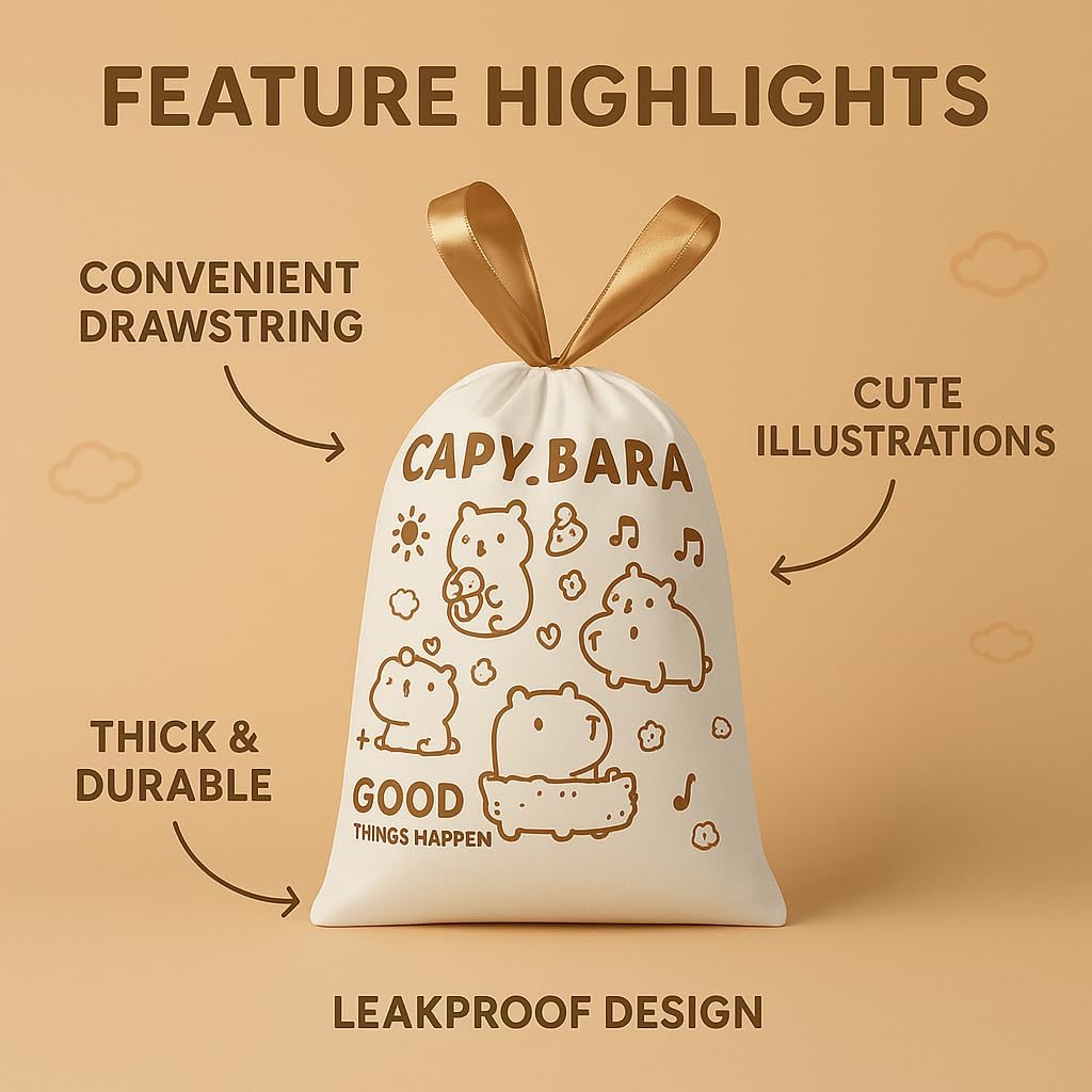 UCRAVO Capybara Garbage Bags Roll Pack of 4 (160 Bags Total) | Heavy Duty Dustbin Bags for Kitchen, Bathroom, Office | Leak Proof & Tear Resistant Garbage Bags for Wet & Dry Waste