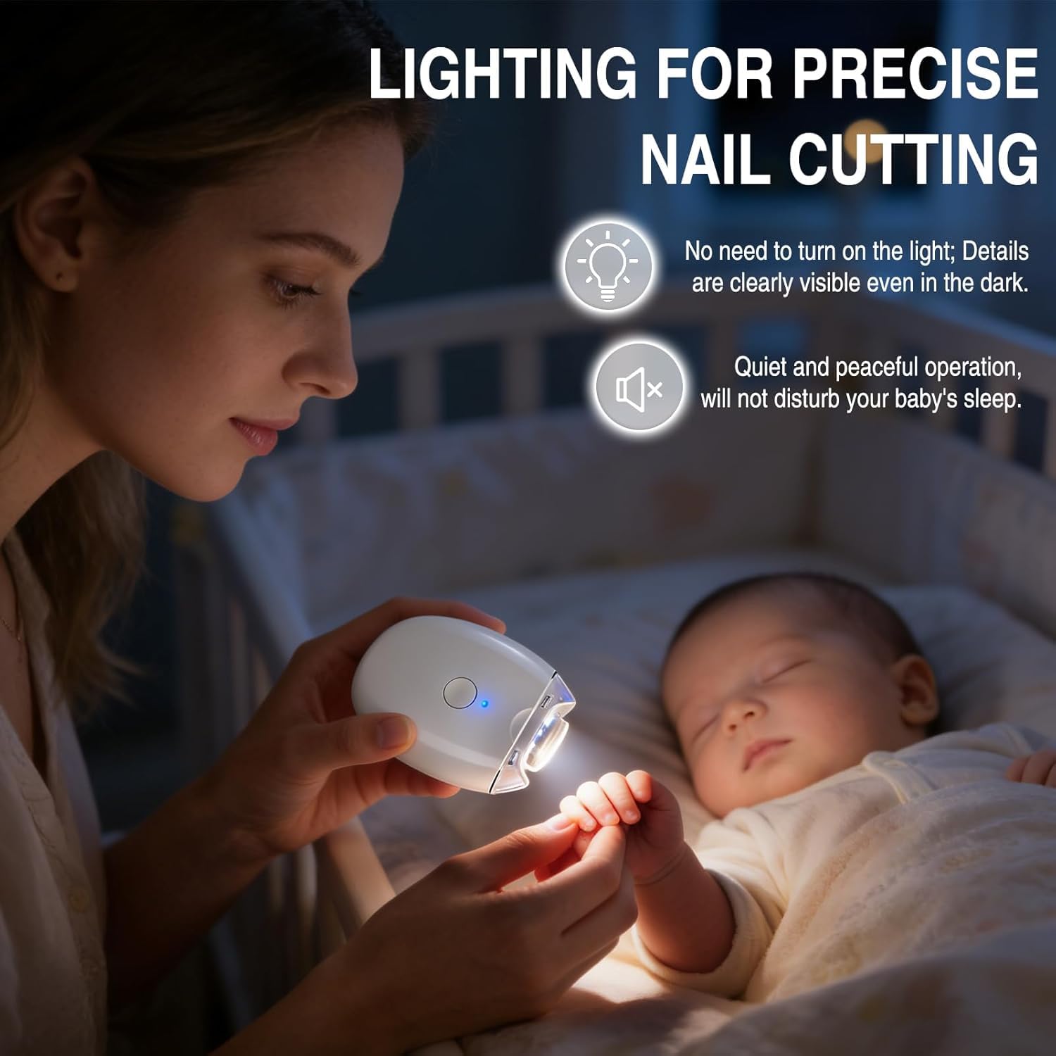 UCRAVO Portable Electric Nail Clipper Automatic Fingernail Grinder with LED Light,3 Adjustable Speeds,Silent Nail Cutter & Polishing Machine, USB Rechargeable Trimmer for Baby, Kids, Adults & Seniors