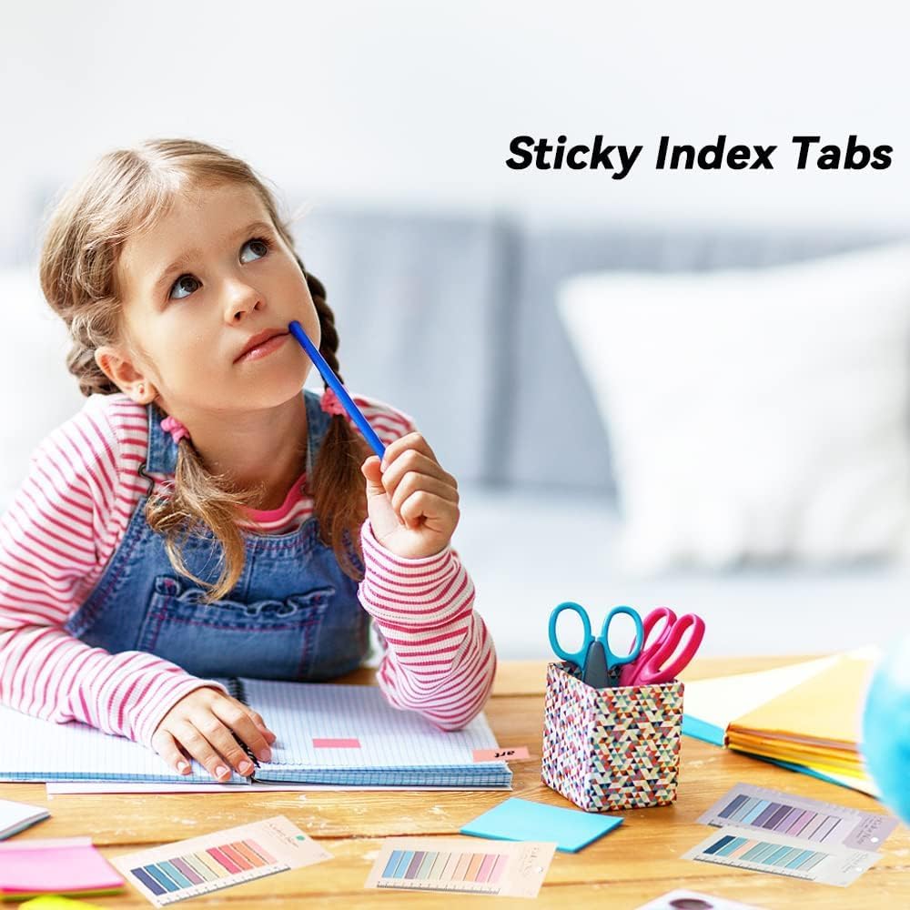 UCRAVO Sticky Tabs Transparent Sticky Notes Writable and Multifunctional Tabs with Ruler Reminder Tabs for Page Markers or Book Reading Notes Sorting Files,Self-Stick Notes (2)