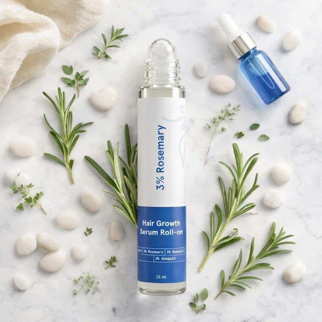 UCRAVO Rosemary Hair Growth Serum Roll On 25ml – 3% Redensyl & 2% Anagain Hair Fall Control Serum for Men & Women | Scalp Treatment for Hair Regrowth, Thicker & Stronger Hair | All Hair Types
