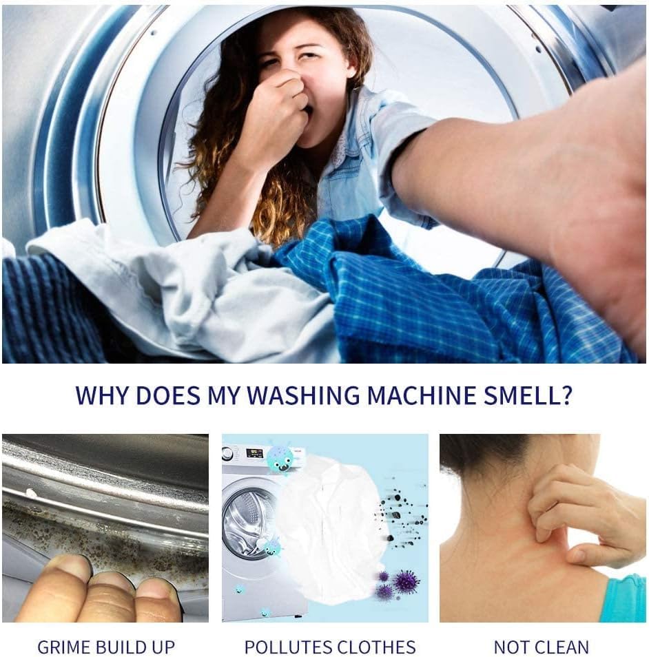 UCRAVO Washing Machine Cleaner Tablets 100 PCS Deep Cleaning Descaler for Front Load & Top Load Washing Machine Removes Odor & Hard Water Residue | Automatic Washing Machine Cleaner Blocks