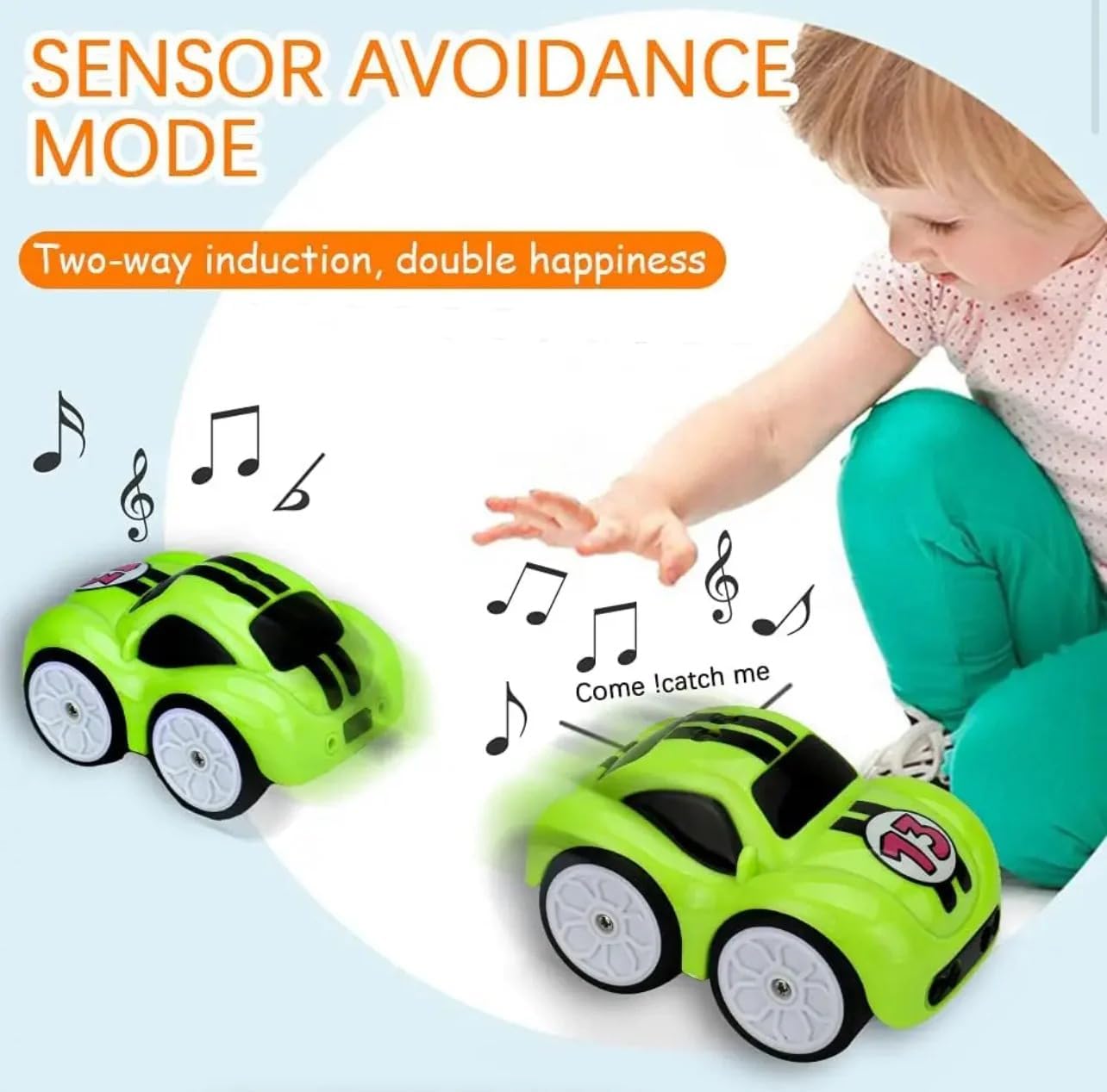 UCRAVO Magic Induction 2.4G RC Car for Kids with Rail Track Line Following Mode,Smart Sensor Patrol Toy Car,Remote Control Racing Vehicle & Auto Follow Path,Educational STEM Toy Gift for Boys & Girls