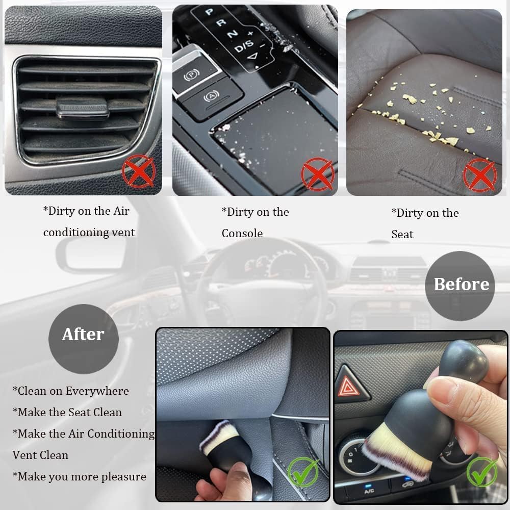 UCRAVO 9-Piece Car Cleaning Kit with Extendable Microfiber Duster | Glass Anti-Fog Spray & Oil Film Remover | Professional Tire & Hub Brush Set | Interior Detailing & Restoration Tool Kit