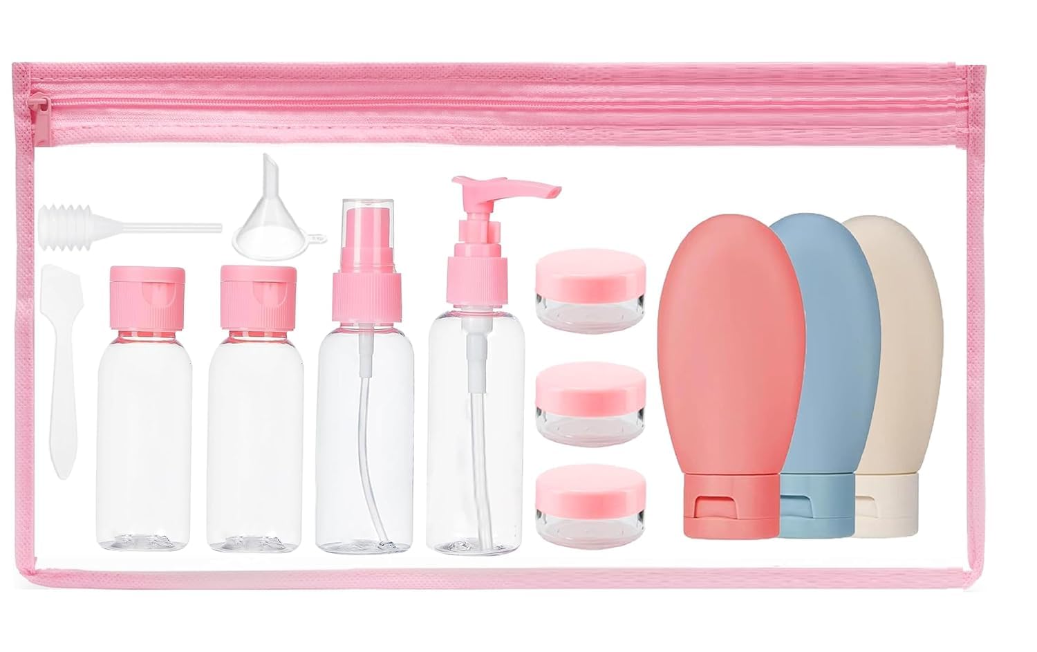 UCRAVO 10 PCS Refillable Travel Bottles for Filling, Set Travel Bottles for Shampoo,Conditioner, Shower Gel, Leak-Proof, Travel Size Containers BPA Free Leakproof Refillable Airplane Travel Accessories