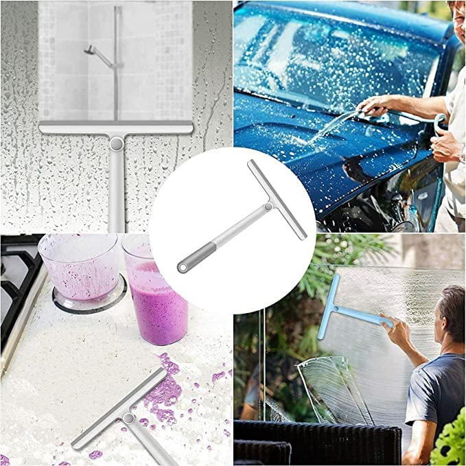 UCRAVO 360° Rotatable Cleaning Glass Wiper Window Cleaner, Silicone Squeegee for Bathroom, Windows, and Car Glass, Window Squeegee, Mirror Scraper Brush with Soft Rubber (Multicolor)