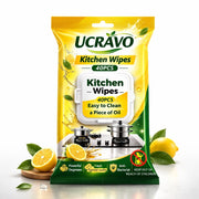 UCRAVO Kitchen Wipes 40 PCS – Lemon Scent Anti Bacterial Cleaning Wipes | Powerful Degreaser Disposable Kitchen Cleaning Tissue | Removes Oil Grease Stains | Multipurpose Surface Cleaning Wipes