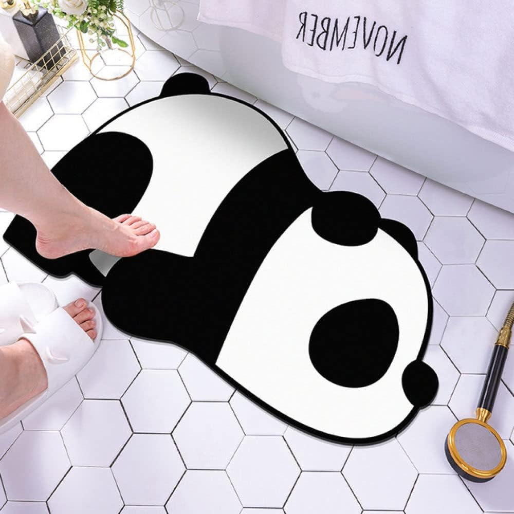 UCRAVO 1pcs Super Absorbent Floor Mat, Bath Mat Soft Carpet, Non Slip Cute Bath Mat, Panda Design, Water Absorbent Washable Quick Dry Bathroom Carpet Floor Doormat Dirt Barrier Cushion Mat(Size 40*60)