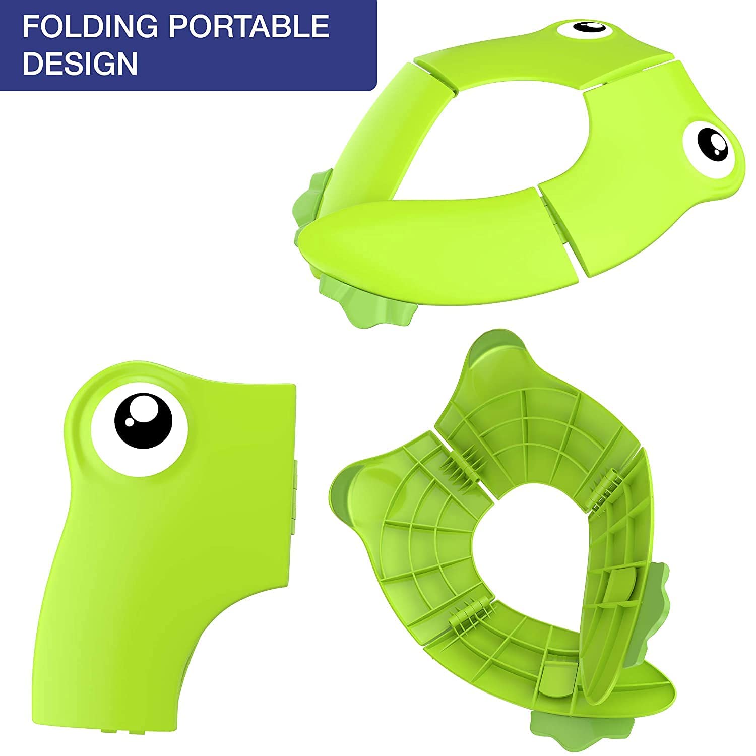 UCRAVO Folding Travel Potty Training Seat Cover for Kids | Portable Reusable Toddler Potty Seat for Toilet | Non-Slip Silicone Pads with Splash Guard | Fits Round & Oval Toilets for Boys & Girls