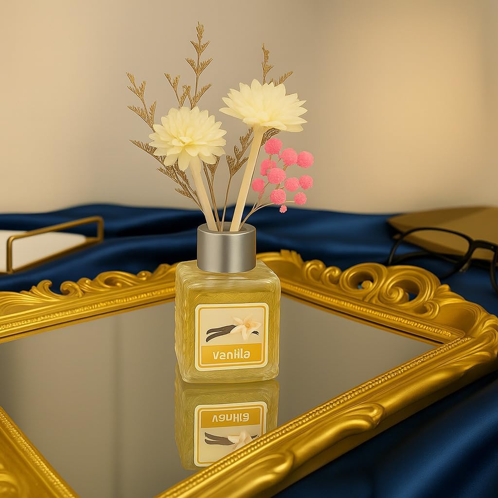 UCRAVO Vanilla & Lemon Reed Diffuser Combo Set Long-Lasting Home Fragrance for Living Room, Bedroom, Bathroom & Office | Floral Decorative Aroma Diffuser Bottles Air Freshener Gift Set for Home Décor