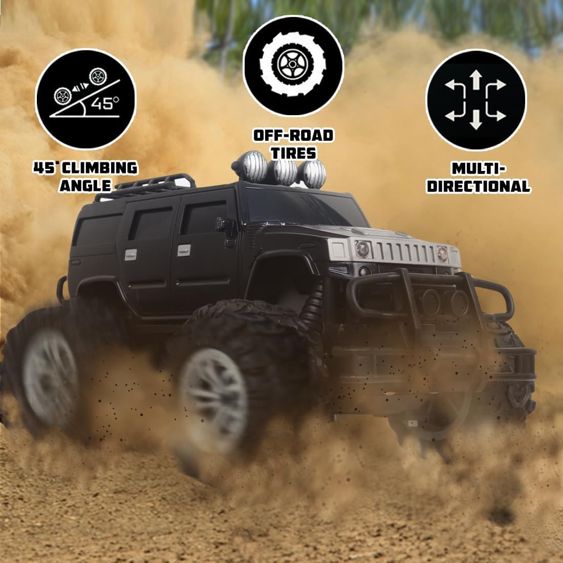 UCRAVO Off Roader RC Car for Boys 6-12 Rechargeable Monster Truck with 4 LED Headlight Modes,2.4GHz Remote Control Car,Lithium Battery,Type-C Fast Charging, All Terrain Off Road Toy Car Gift for Kids