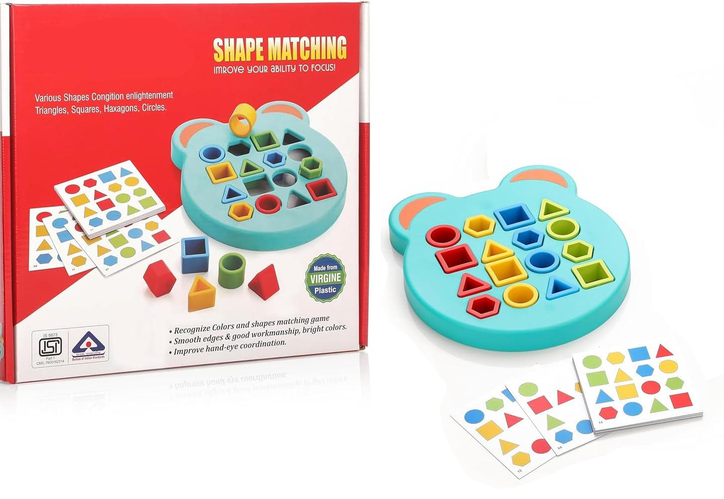 UCRAVO Shape Matching Game Color Sensory Educational Toy, Children Puzzles Geometric Shape Quick Matching Board, Color & Shapes Puzzles Fun & Learning Games Toy for Kids Ages Ideal for Gifting