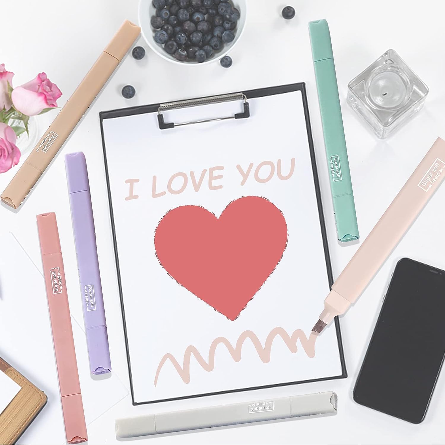 UCRAVO Pastel Highlighters Aesthetic School Supplies, 6Pcs Cute Highlighter with Mild Soft Chisel Tip, No Bleed Marker Pens for Bible Journal Planner Notes Office Arts Stationery…