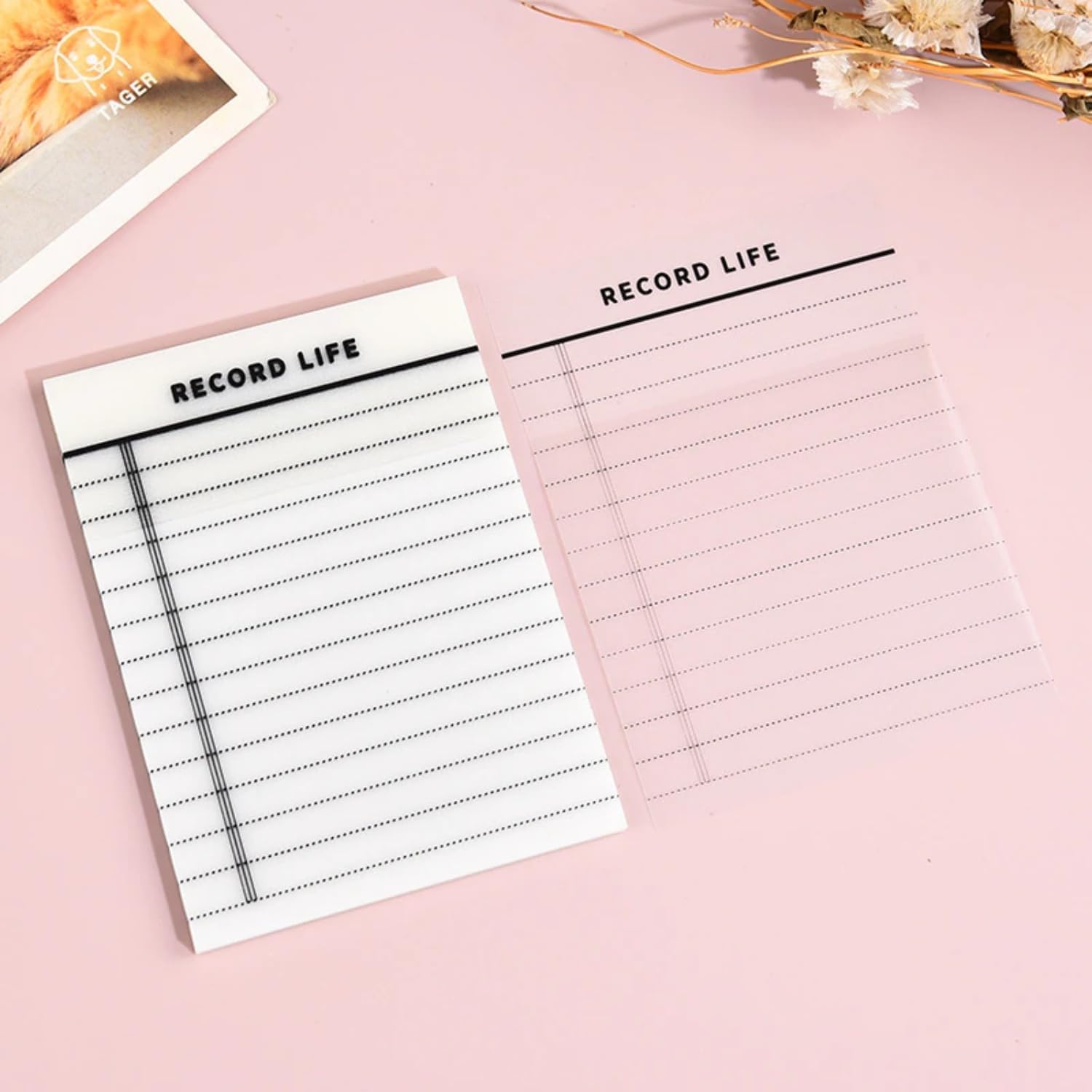 UCRAVO Transparent Sticky Notes Self-Stick Note Pads, Transparent Self Adhesive Removable Notes Perfect for Studying and Writing in Text Books Ideal for Studying, Writing, and Office Organization