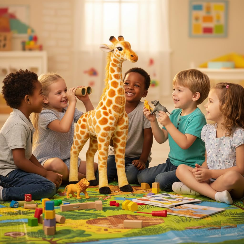 UCRAVO Giraffe Soft Stuffed Plush Animal Toy for Kids Boys & Girls | Super Soft Plush Toy | Cute Jungle Animal Teddy | Safe, Washable, Birthday Gift Toy for Unisex Babies, Toddlers & Children