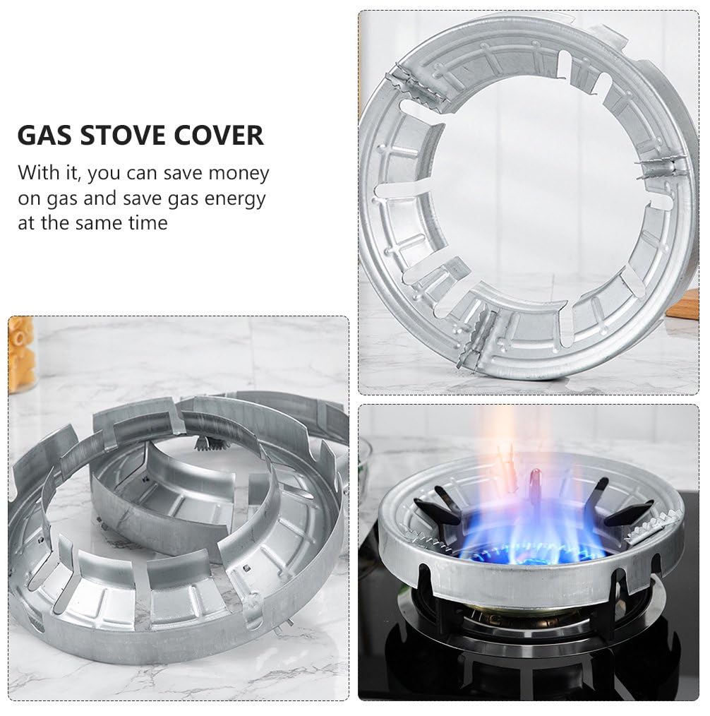 UCRAVO Silver 1Pcs Heavy Material Gas Stove Burner Stand Gas Chula Burner Gas Saver Jali Ring Fire & Windproof Energy Saving, Gas Chula Support Stand 4 Legs Supported For Indian Gas 0.7mm Thickness