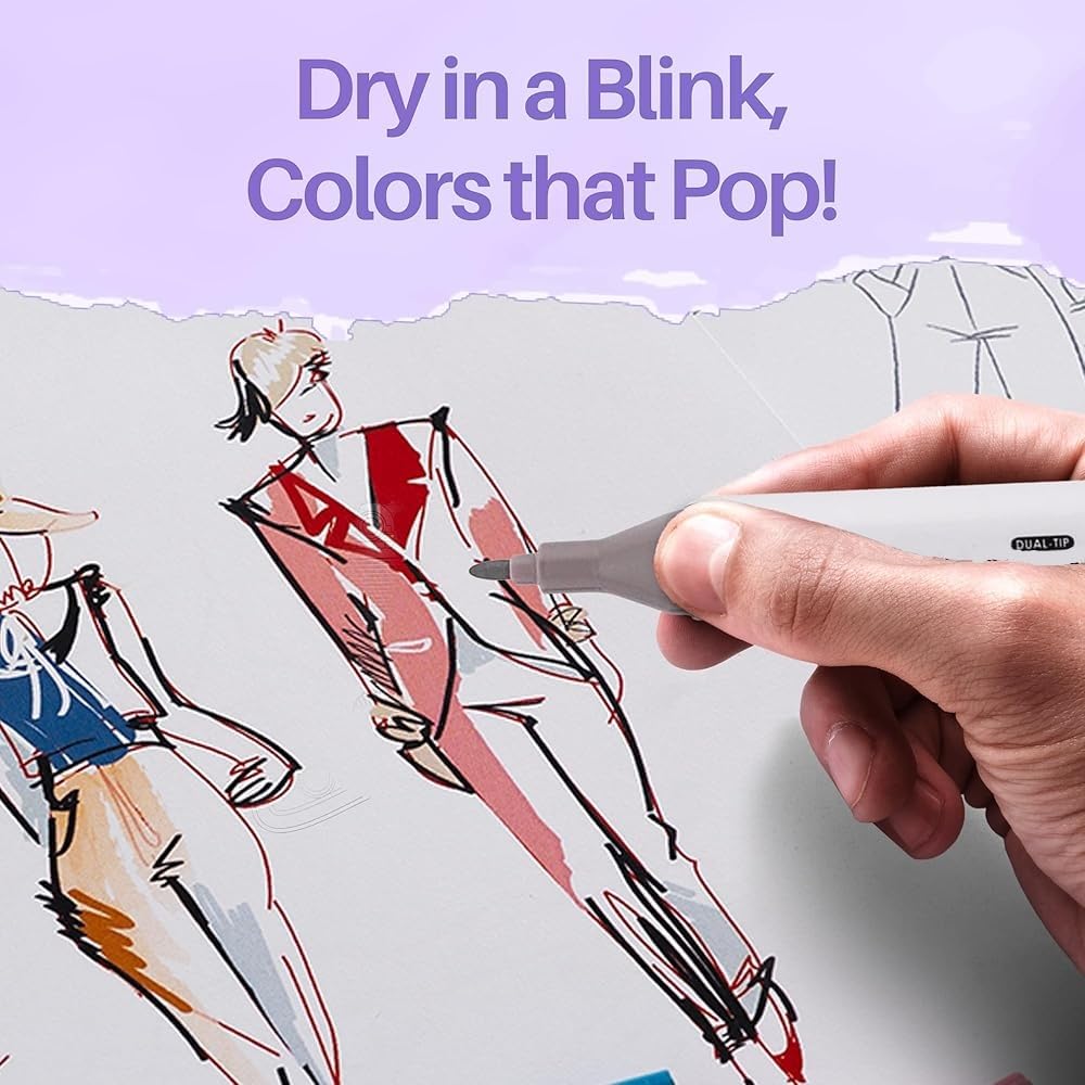 UCRAVO Acrylic Marker Dual Tip Paint Pens Set of 48 Brush Tip & Ultra Fine Tip Highly Pigmented,Quick Dry,Non-Toxic Acrylic Paint Markers for Canvas,Rock Painting,Wood,Glass,DIY Crafts & Art Projects