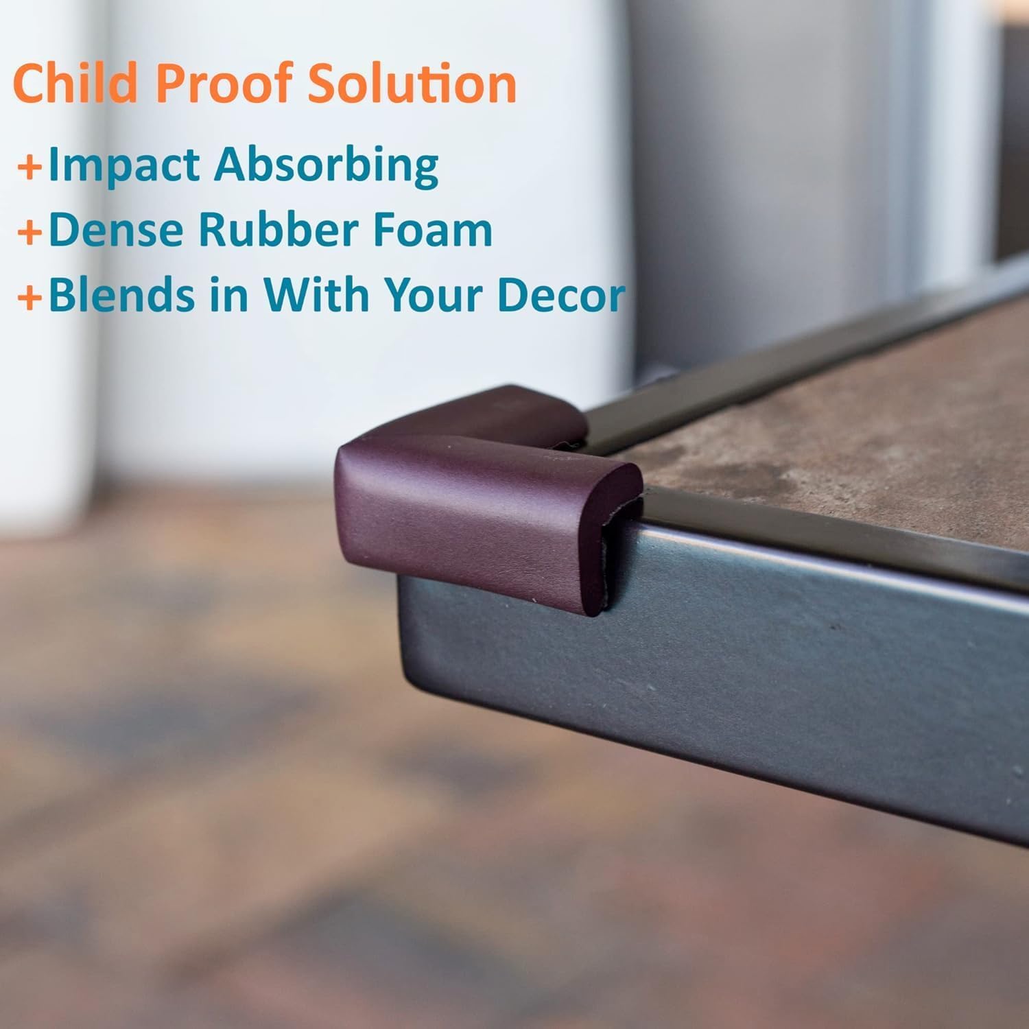 UCRAVO 8 pcs Brown Baby Safety Table Corner Protectors, Furniture Corner and Edge Safety Bumpers, Soft Rubber Foam Cushion Covers, 3M Taped Corner Guards, Baby Child Proofing Pads Rubber Corners