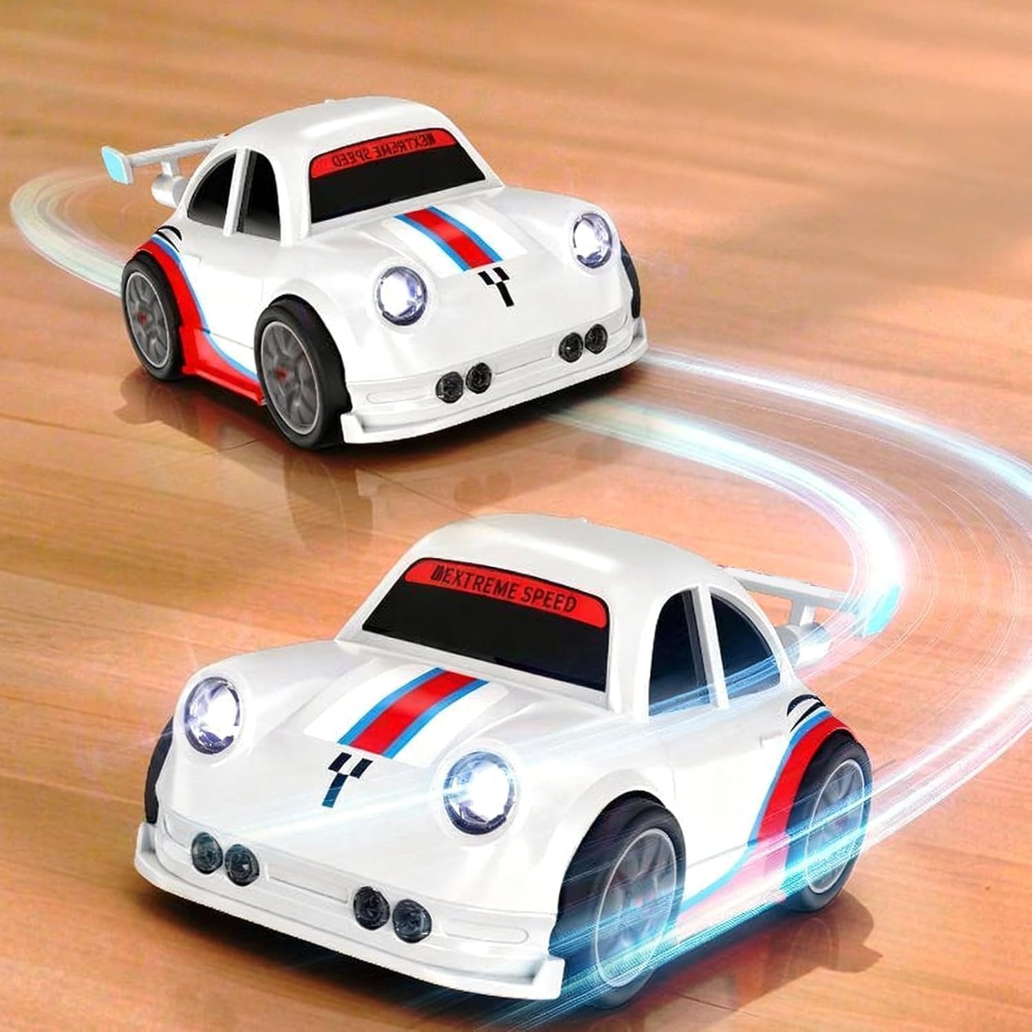 UCRAVO 2.4GHz Mini RC Car for Kids, Remote Control Racing Car with LED Lights & Sound, 360° Drift Stunt Toy, Follow & Escape Mode Sensor Control, High Speed Small RC Toy Car Gift for Boys Girls