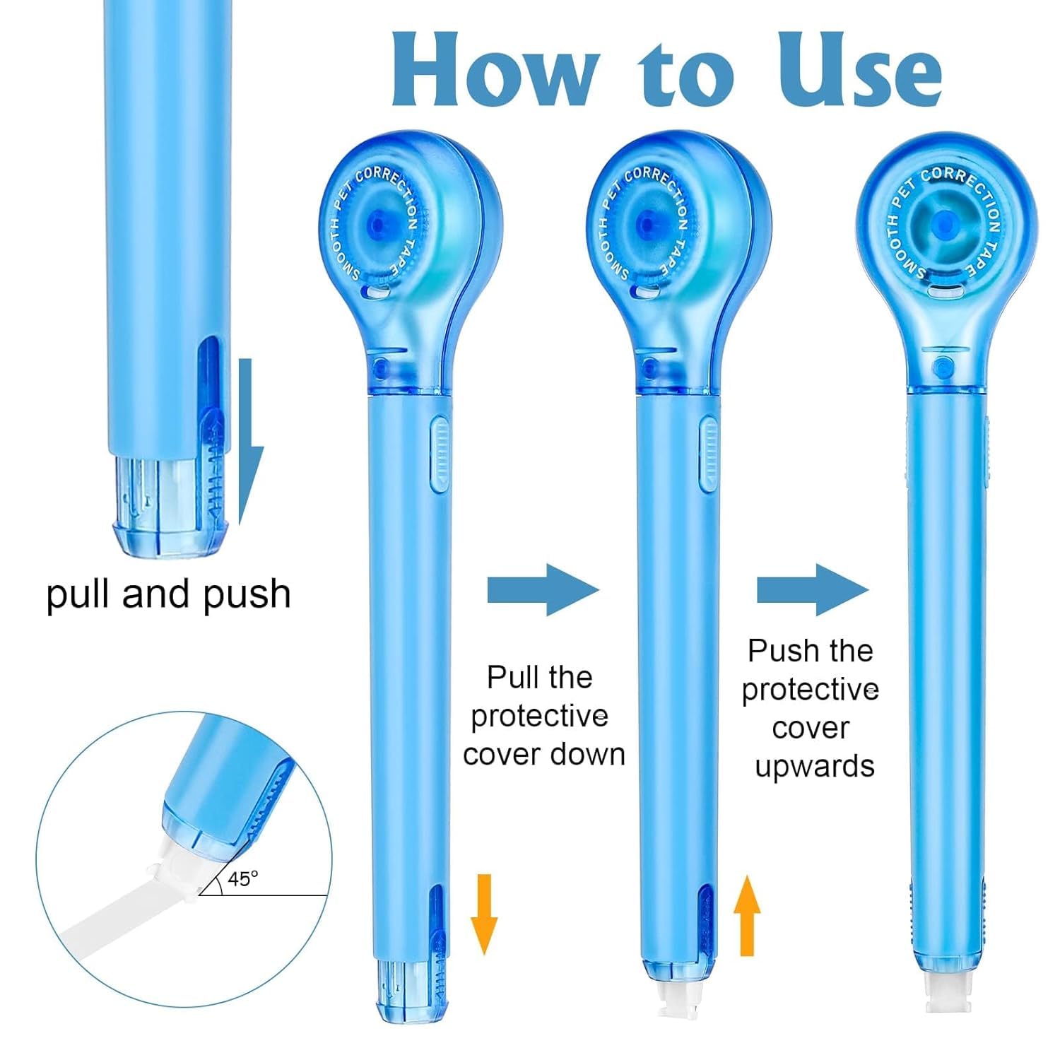 UCRAVO White Out Pens 2PCS, Correction Tape Pens for Office, School, Home, Quick Drying Eraser Tape,Pen-Shaped Comfortable Grip,Smooth & Precise Writing Correction Tool for Notebooks and All Supplies