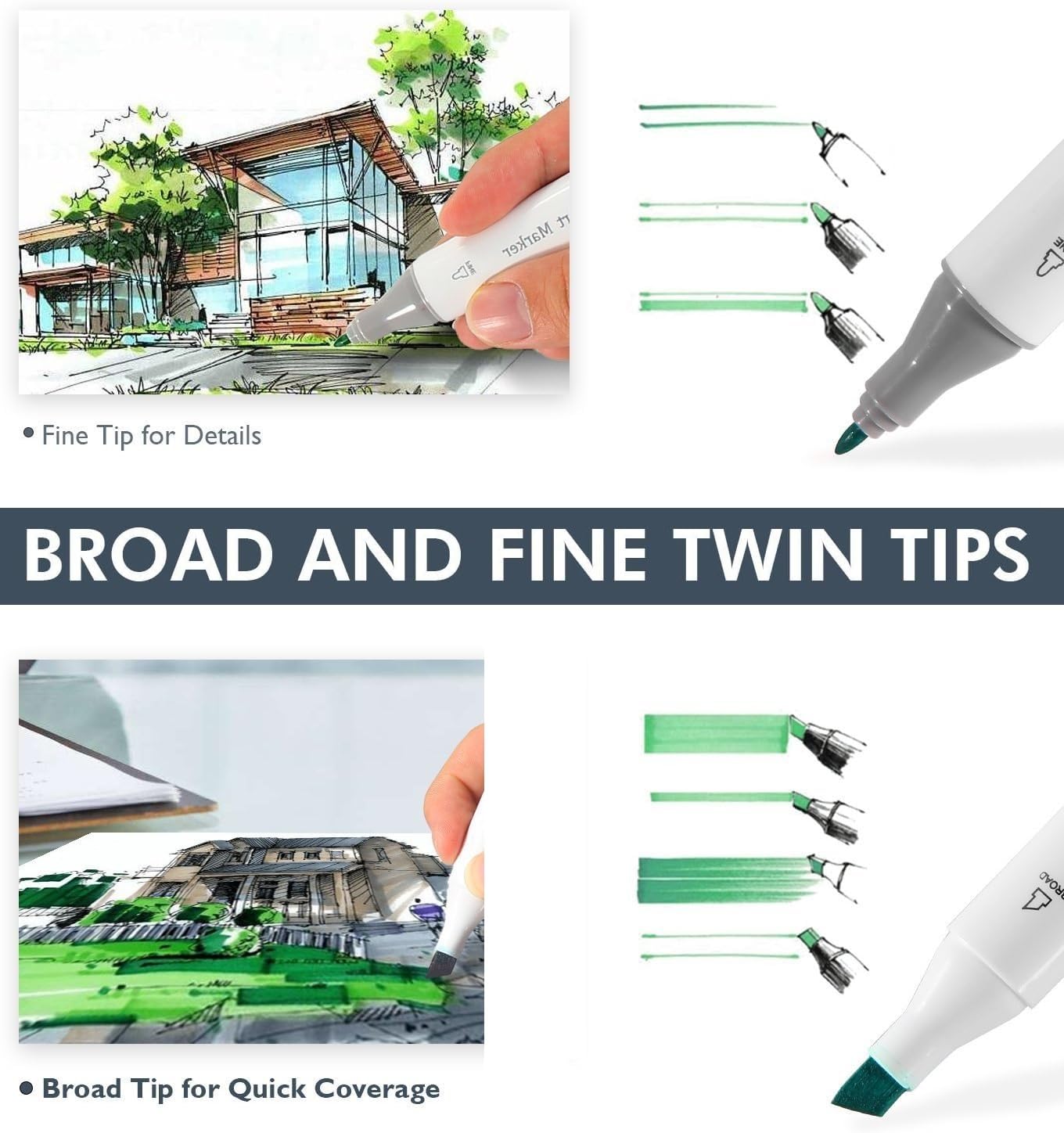 UCRAVO Acrylic Marker Dual Tip Paint Pens Set of 48 Brush Tip & Ultra Fine Tip Highly Pigmented,Quick Dry,Non-Toxic Acrylic Paint Markers for Canvas,Rock Painting,Wood,Glass,DIY Crafts & Art Projects