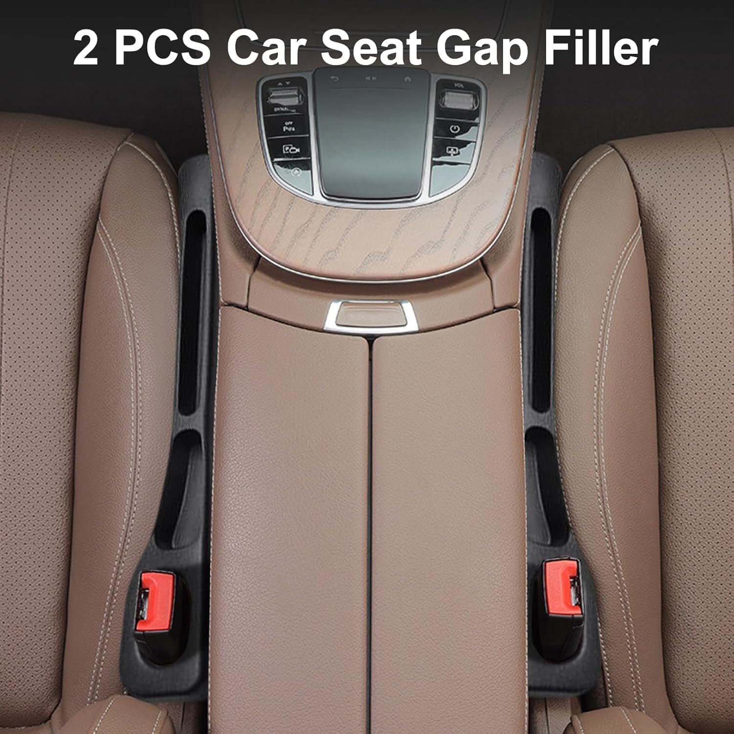 UCRAVO 2 Pack Car Seat Side Gap Filler with Storage Slot for Phone, Cards,Coins & Wallet Universal Car Seat Crevice Blocker Organizer Cushion Strip Anti Drop Gap Plug Interior Accessories Compatible