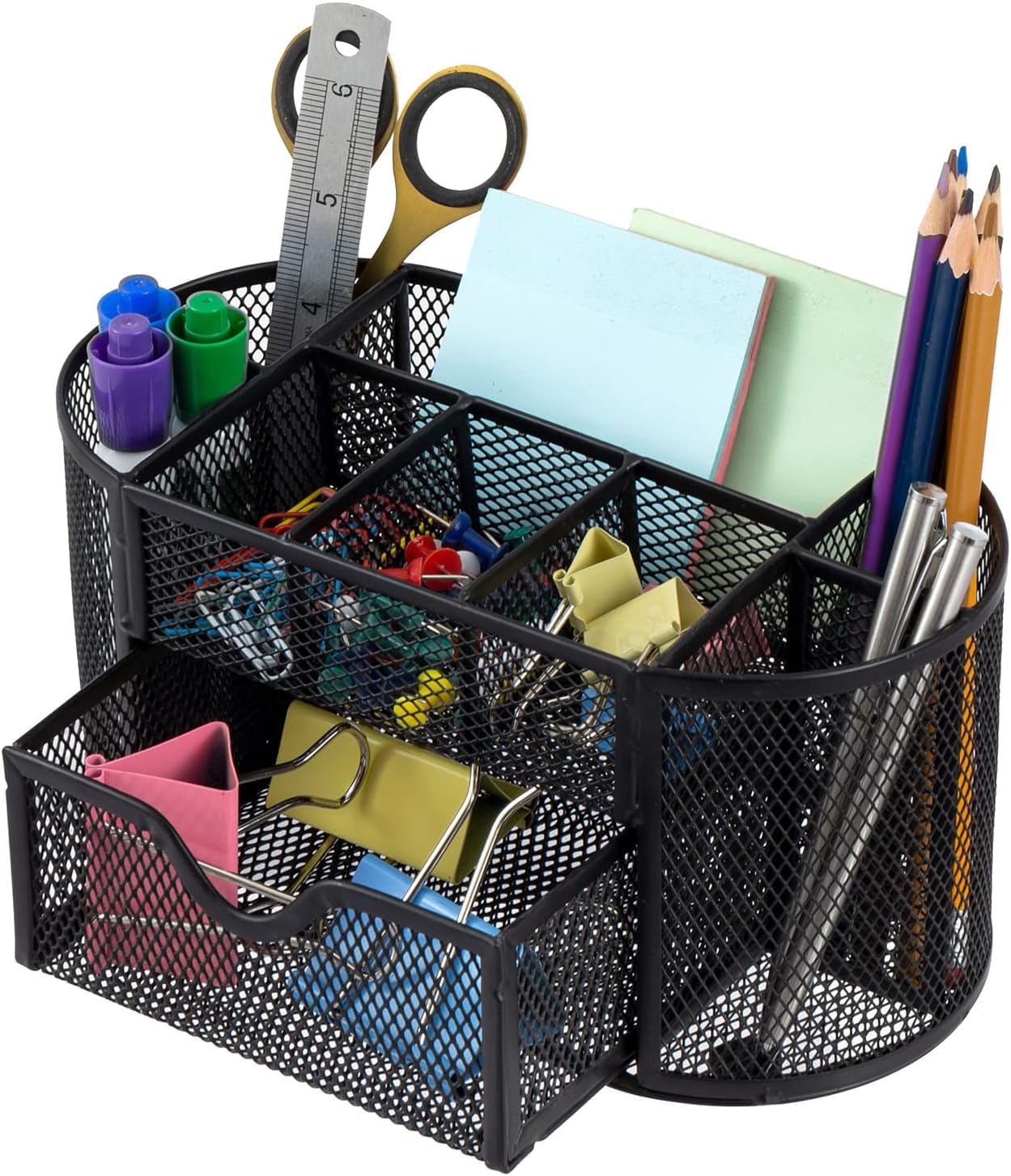 UCRAVO Black Round Mesh Pen Stand, Pencil Holder, Pen Organizer for Desk, Pen Cups, Stationary Storage Stand, Makeup Brush Holders, Pen, Pencil Holder for Office Home and Study Table