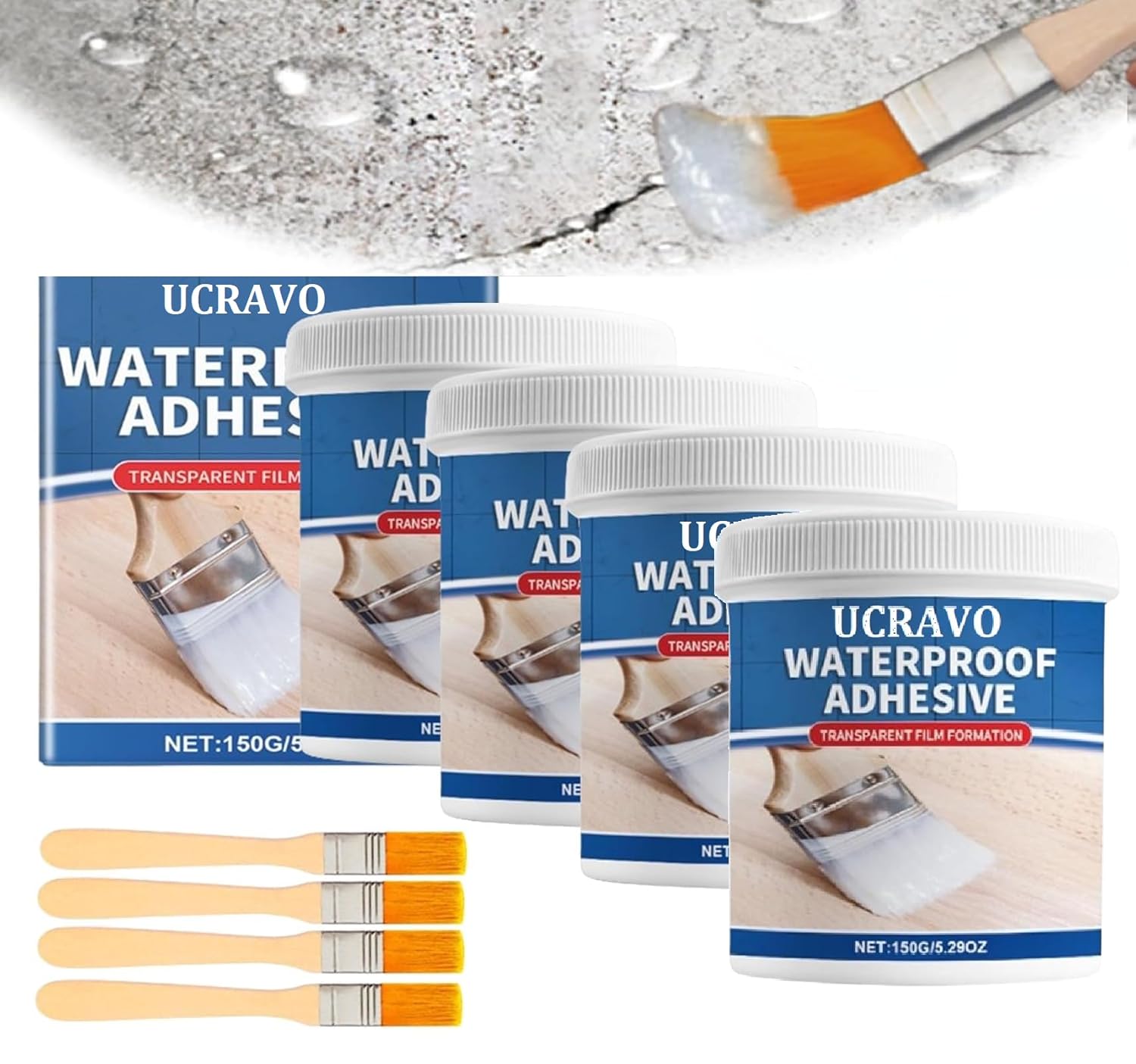 UCRAVO 4Pcs Wall Sealant Anti Leakage Glue Waterproof Adhesive Roof Water Leakages Stops Glue for Wall, Transparent Crack Seal Leakage Protection Outdoor Bathroom Wall Tile Window Roof