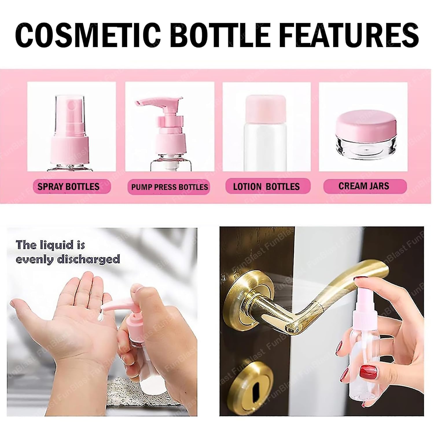 UCRAVO 10 PCS Refillable Travel Bottles for Filling, Set Travel Bottles for Shampoo,Conditioner, Shower Gel, Leak-Proof, Travel Size Containers BPA Free Leakproof Refillable Airplane Travel Accessories