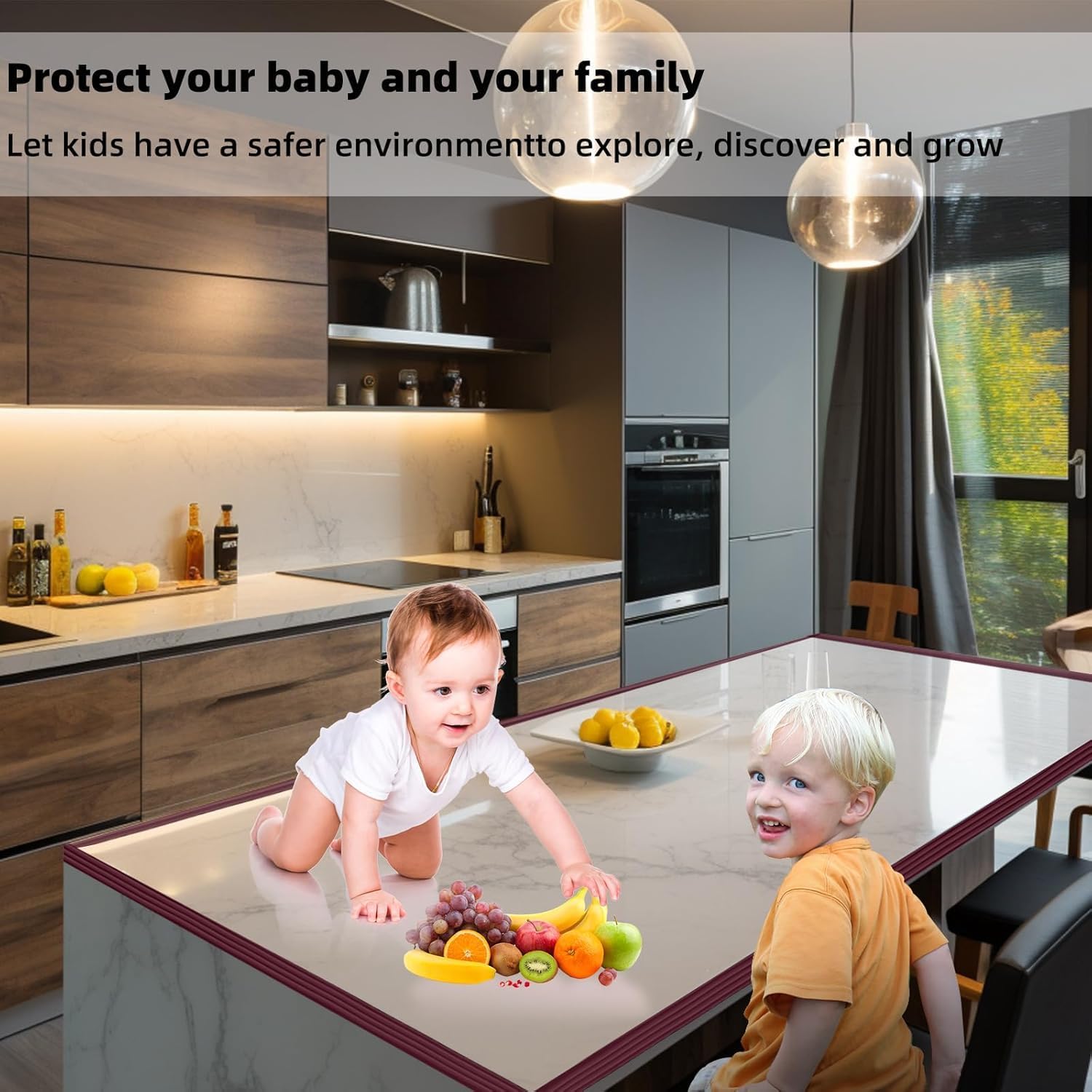 UCRAVO 8 pcs Brown Baby Safety Table Corner Protectors, Furniture Corner and Edge Safety Bumpers, Soft Rubber Foam Cushion Covers, 3M Taped Corner Guards, Baby Child Proofing Pads Rubber Corners