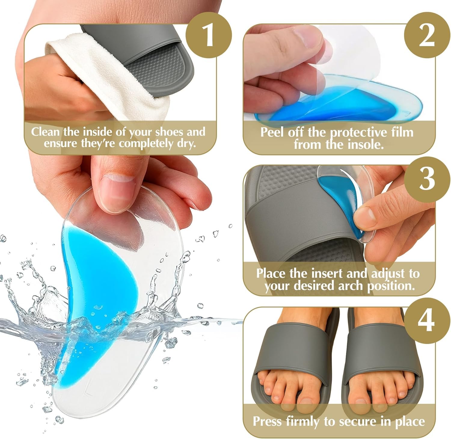 UCRAVO Silicone Gel Heel Cups for Heel Pain Relief | Soft Cushion Heel Support Inserts for Plantar Fasciitis,Heel Spur, Cracked Heels & Achilles Pain Shock Absorbing Heel Pads for Men & Women(1 Pair)