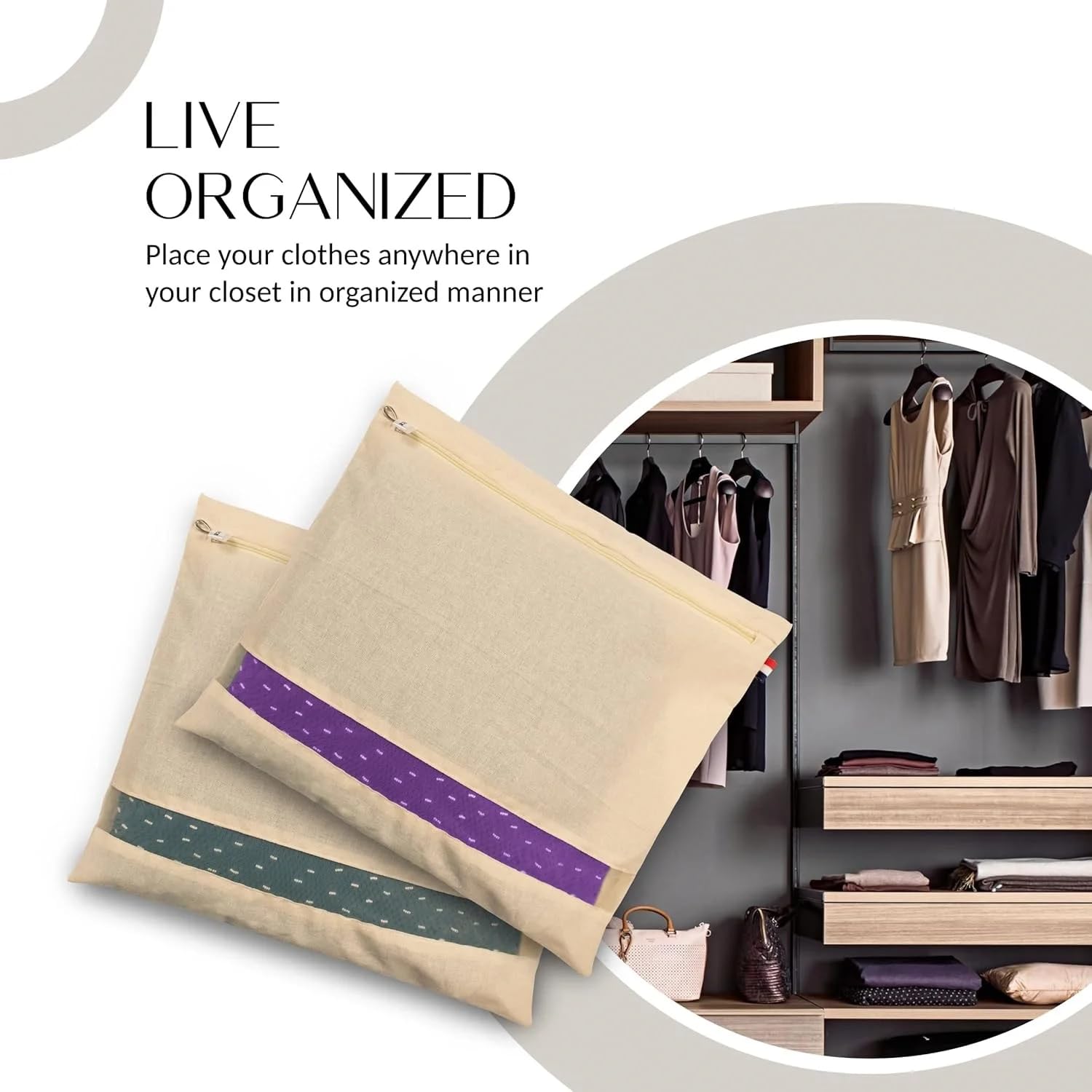 UCRAVO Pack of 6 Saree Bags Single Packing Saree Cover with Zipper Clothes Bags for Storage Mesh Window Cloth Storage Bags Set | Clothes Bags and Wardrobe Organizer with Transparent mesh window Set