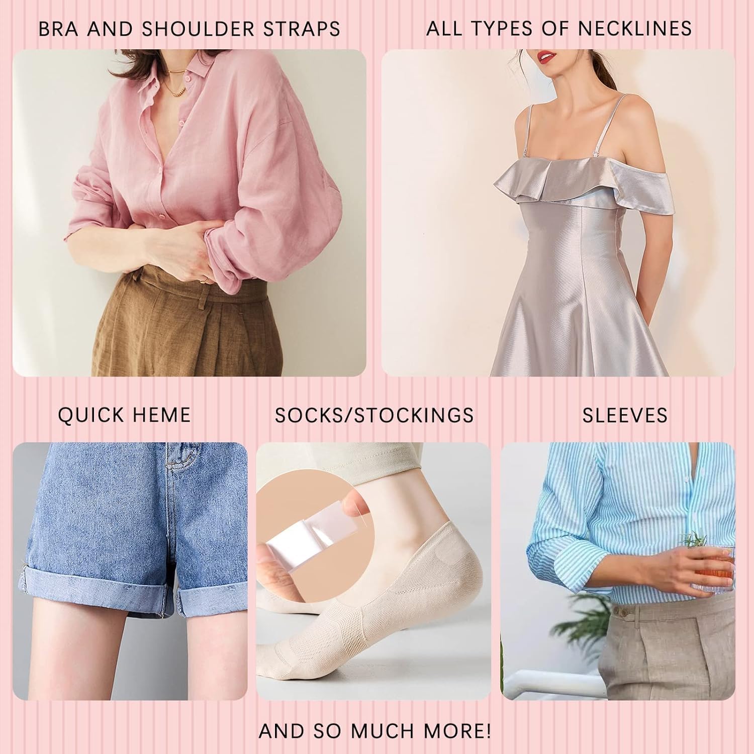 UCRAVO Double-Sided Body Tape for Women - Invisible Fashion Tape, Bra Sticker Tape, Clothing & Dress Adhesive, Transparent Skin Tape for Body, No Show Stickers for Clothes & Fashion