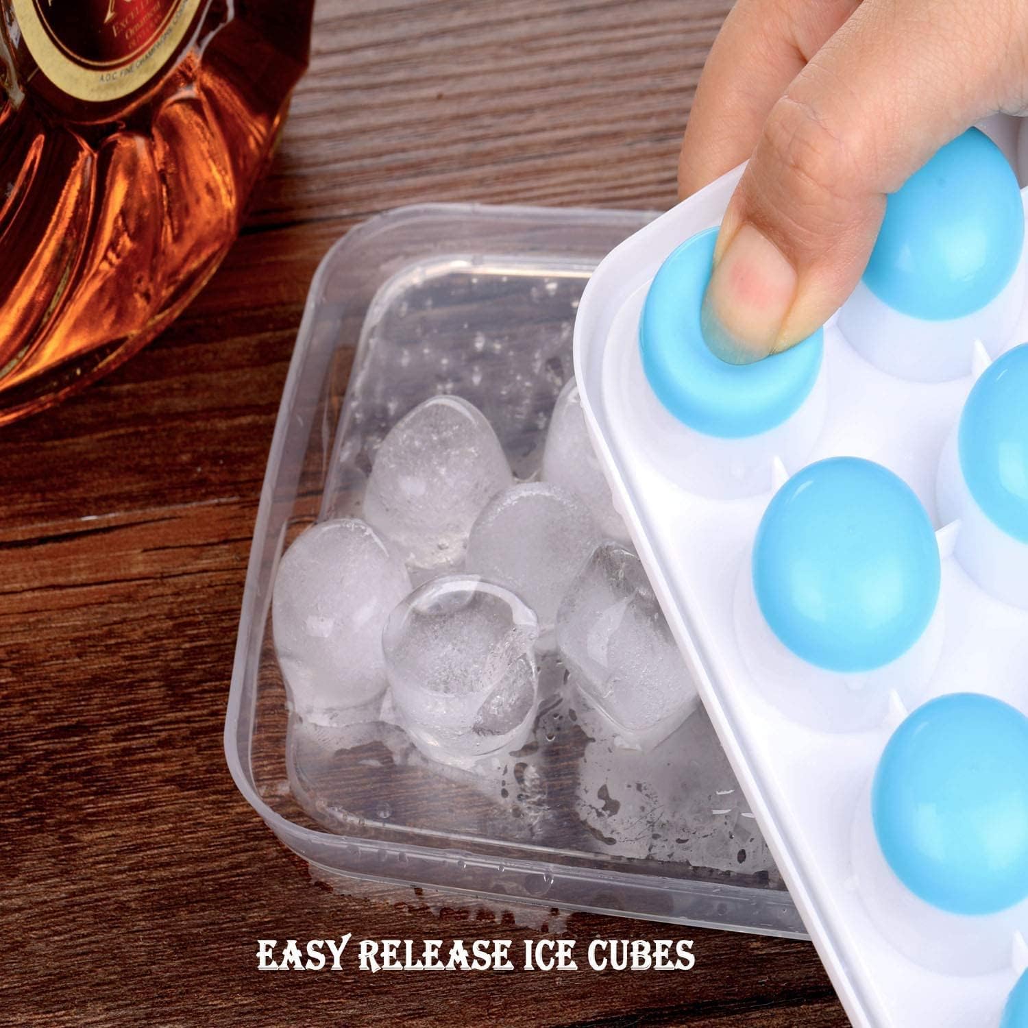 2 pcs 21 Cavity Pop Up Ice Cube Trays with Lid for Freezer with Easy Release Flexible Silicone Bottom, Stackable, Durable Food Grade, Dishwasher Safe for Freezer, Cocktail