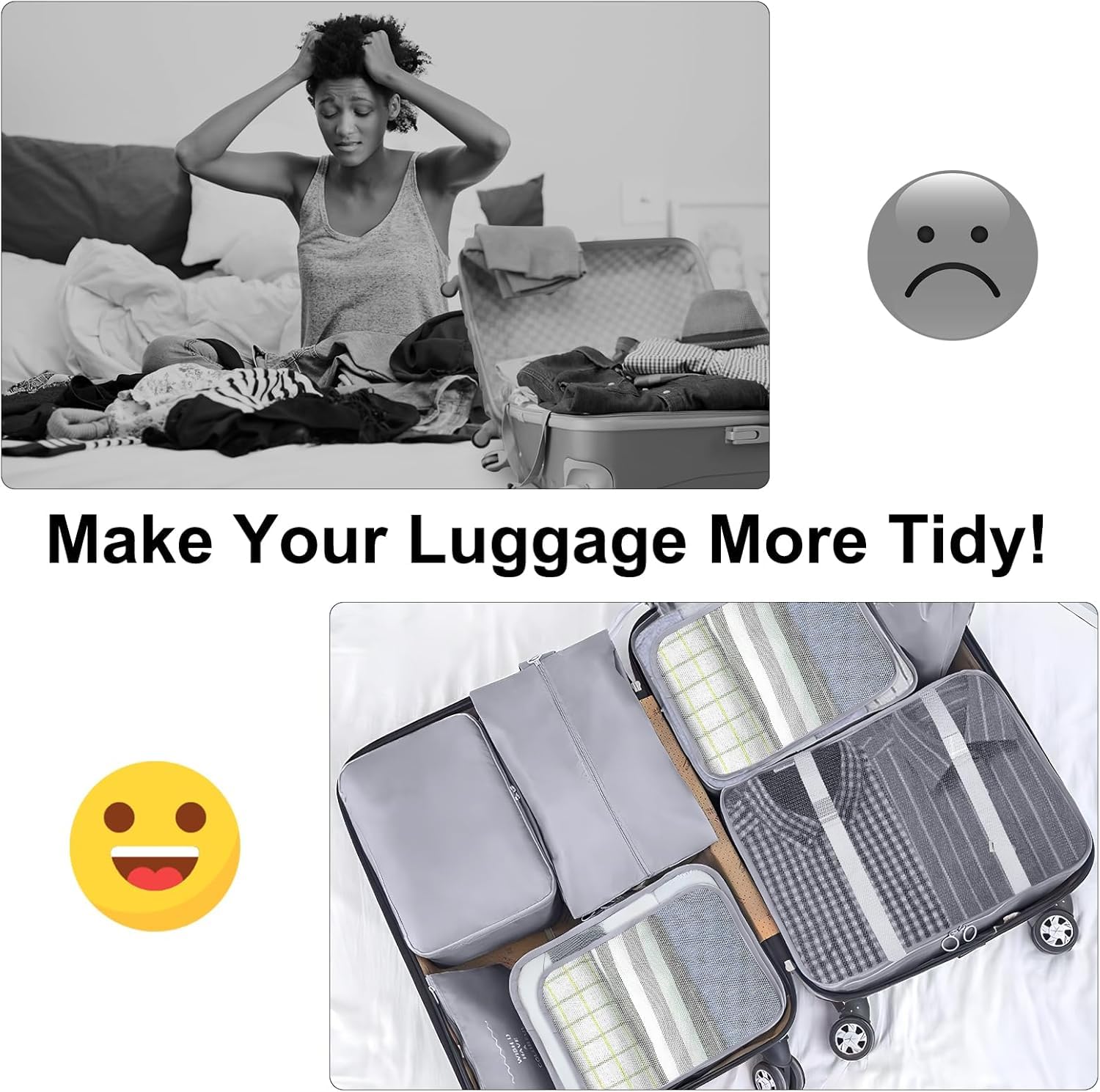 Ucravo Packing Cubes for Suitcases,7 Pcs Travel Luggage Organiser Bags,waterproof Packing Cubes for Backpack Suitcase,travel Essentials Bag Compression Storage Bags,travelling Accessories(grey)