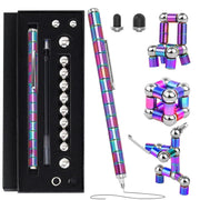 UCRAVO Magnetic Fidget Pen Decompression Magnetic Metal Pen,Toy Pen Relief Stress Build Various of Shapes Multifunctional Deformable Magnet Writing Pen Fidget Unique Gift for Boys and Girls (Rainbow)