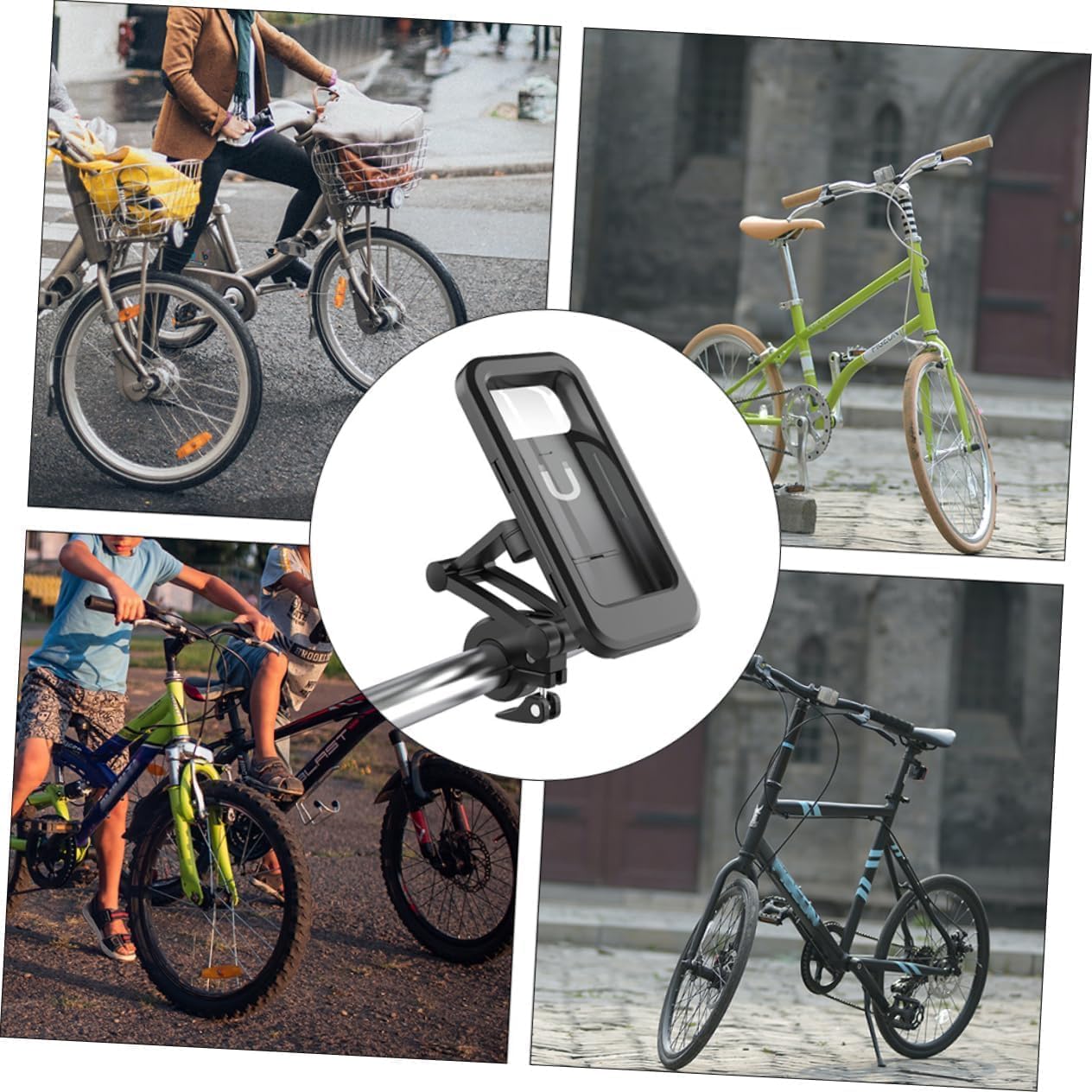 UCRAVO Bike Mobile Holder with 360° Rotation Anti-Slip Motorcycle Phone Mount Universal Bicycle Mobile Stand with Strong Grip & Shockproof Design Adjustable Handlebar Phone Holder for GPS Navigation