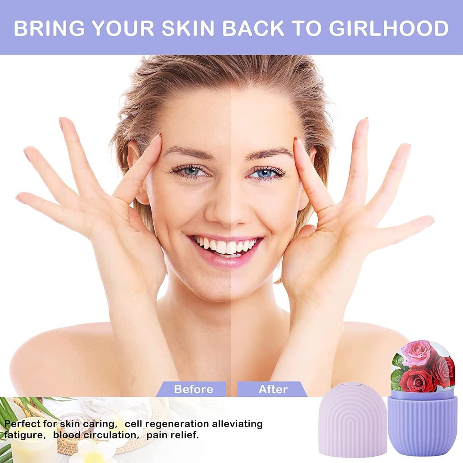 UCRAVO 2 PCS Reusable Ice Roller for Face Silicone Ice Face Mold Capsule | Skin Tightening Facial Ice Cube Roller for Puffiness, Acne, Dark Circles, & Pores | Cryotherapy Beauty Tool for Women & Men