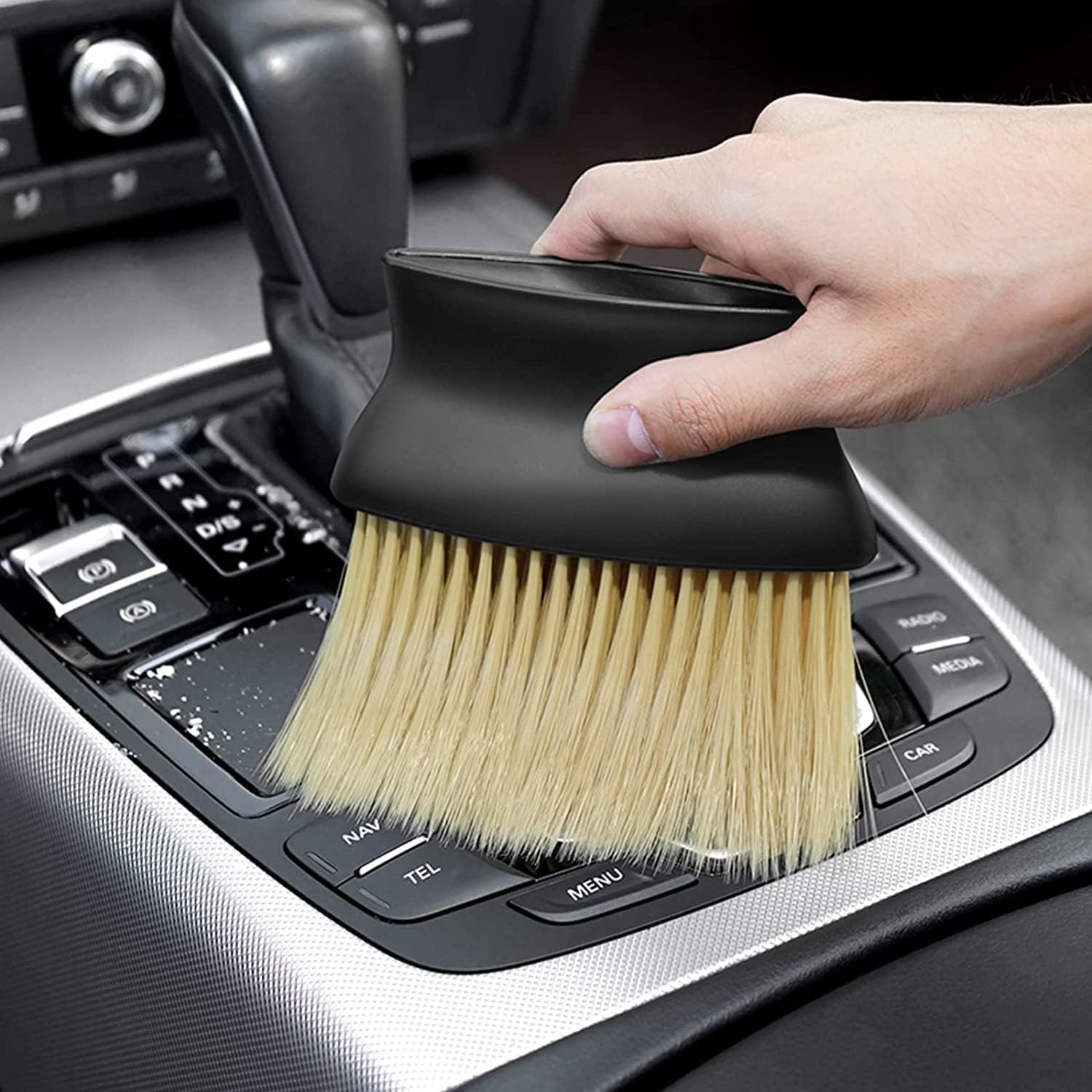 UCRAVO 1 pcs Car Interior AC Vents Cleaning Brush, Car Accessories - Car Interior Cleaner Brush Car Cleaning Brush Car Detailing Brush Soft Cleaning Brush Dashboard Multipurpose Car Brush Tool