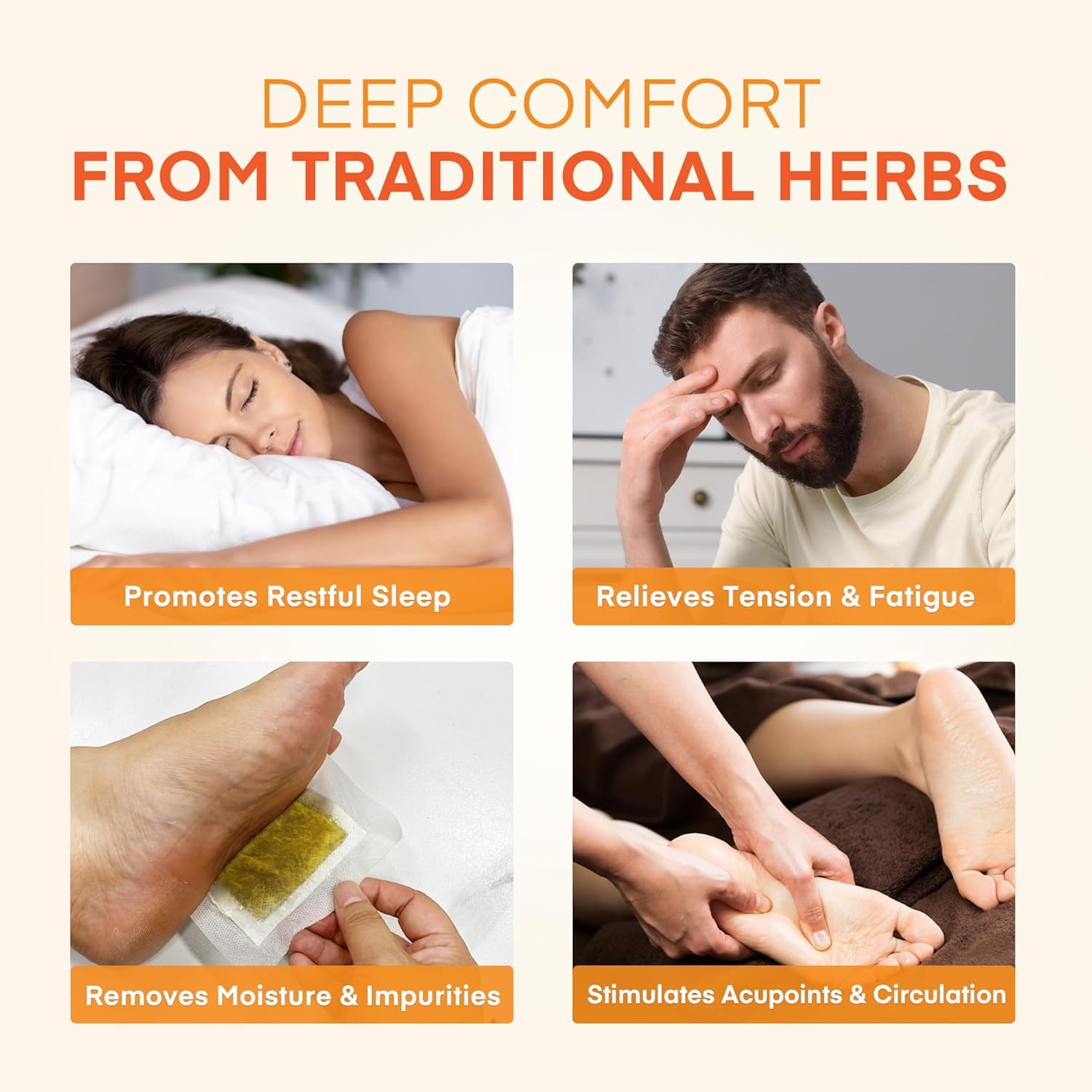 UCRAVO 20 Detox Foot Pads Overnight – Ginger Based Herbal Foot Patches with Ginger Root, Vinegar Powder & Curcumin – Natural Foot Detox Pads for Relaxation, Stress Relief, Night Foot Care Routine