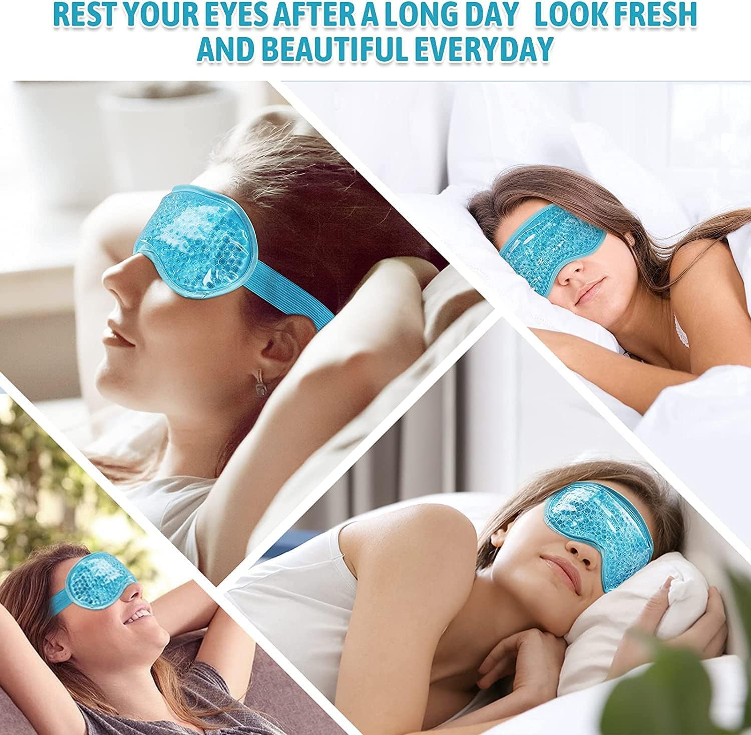 UCRAVO Cooling Eye Gel Mask for Dark Circles, Puffy Eyes, Dry Eyes, Pain Relief & Redness | Reusable Cold Compress Ice Eye Mask for Relaxation, Stress Relief, Eye Patches for Men & Women