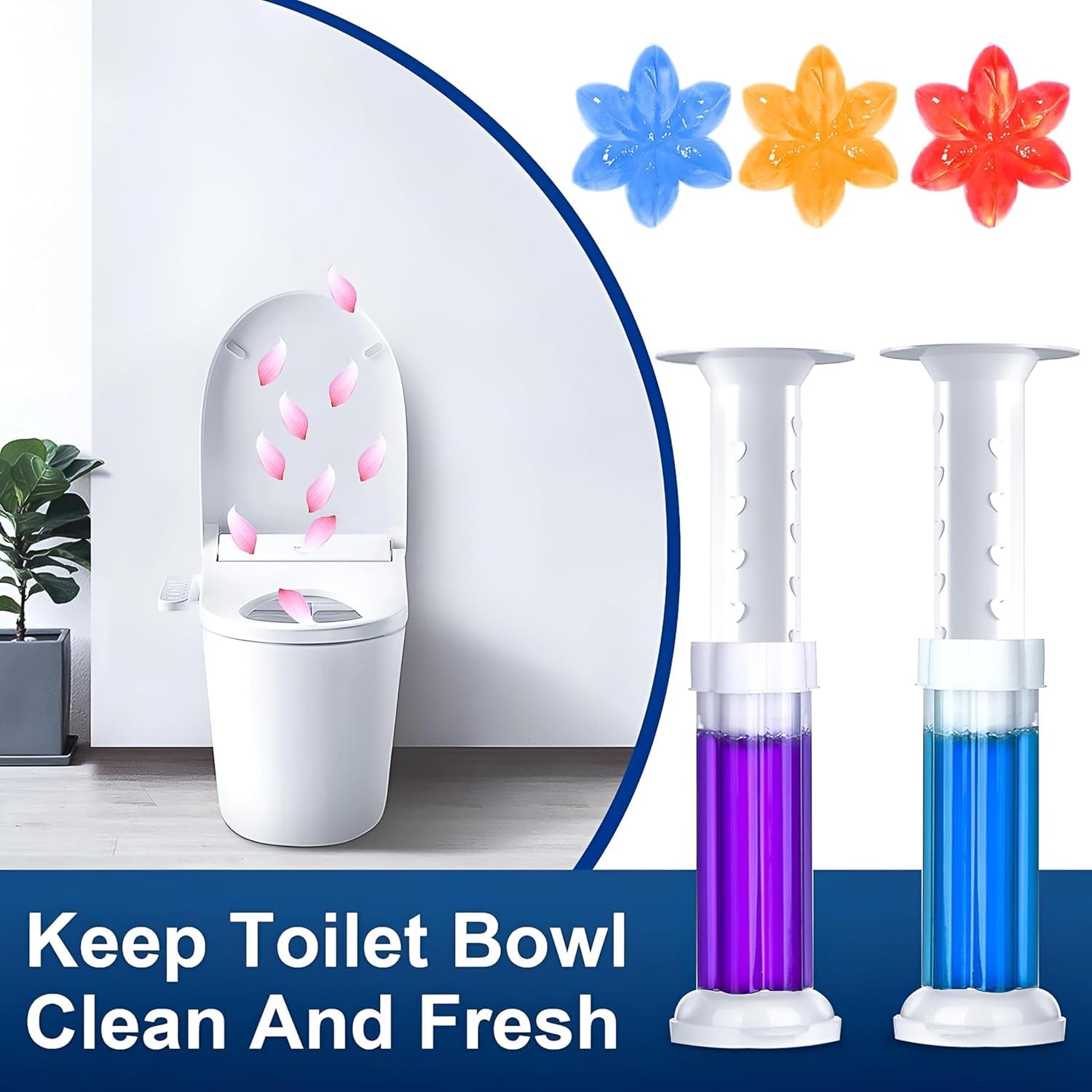 UCRAVO Toilet Cleaning Gel Stamp with Applicator | Automatic Toilet Bowl Freshener | Long Lasting Floral Toilet Cleaner Gel | Bathroom WC Rim Cleaner & Deodorizer | Pack of 1 Applicator + Gel