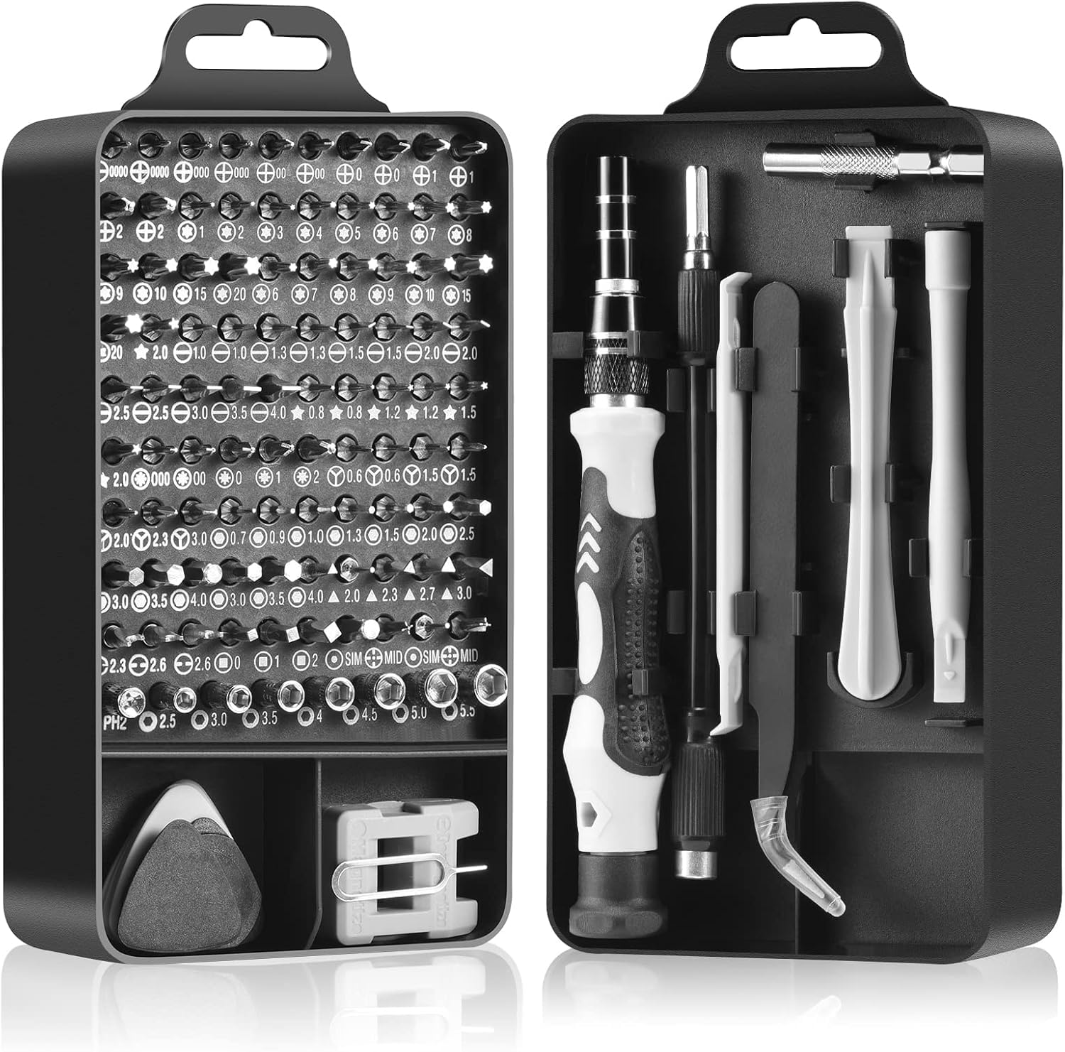 UCRAVO 115 in 1 Precision Magnetic Screwdriver Set with Storage Case | Multi-Bit Repair Tool Kit for Laptop,Watch, Mobile, PC, Eyeglasses, Gaming Console & Electronics Durable Mini Tool Kit (Black)