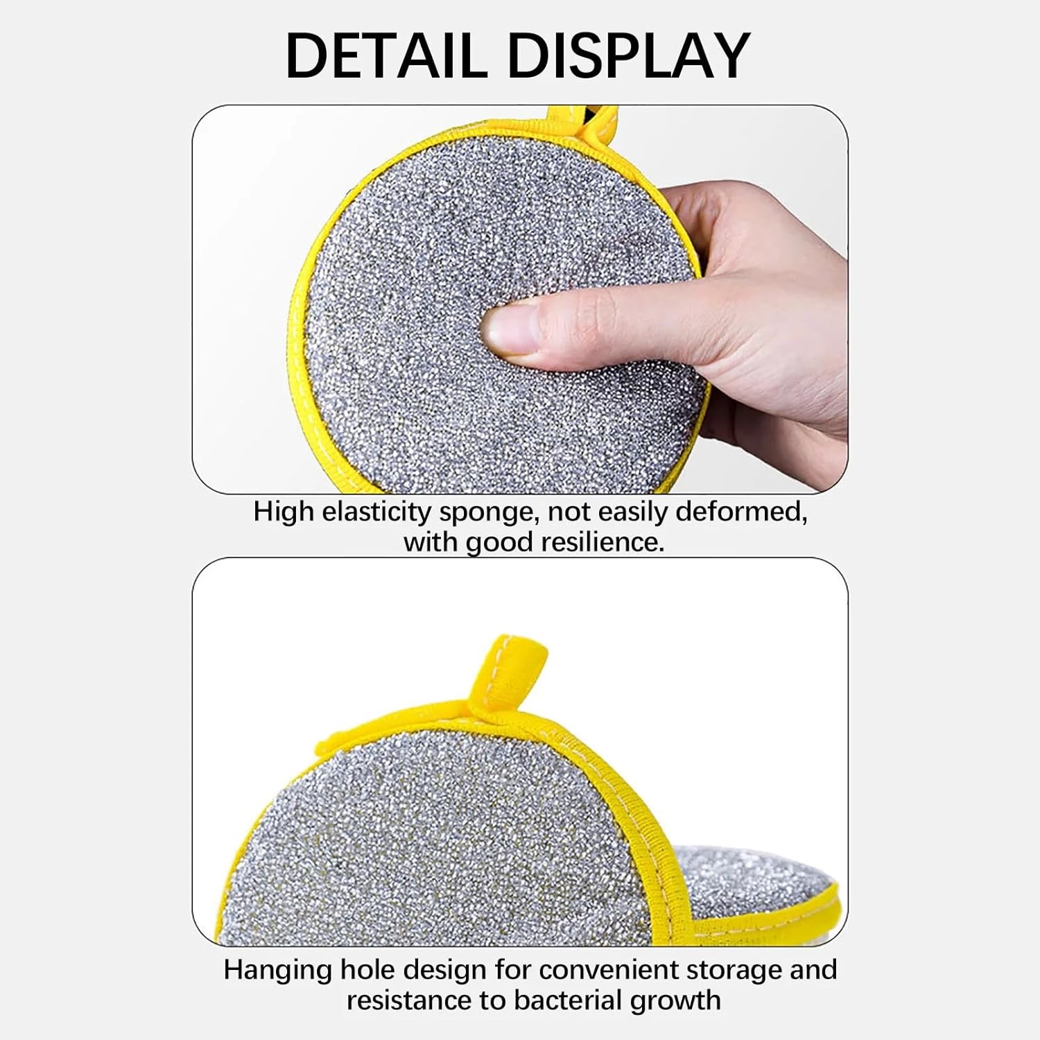 UCRAVO 5PS Dish Sponges, Double Sided Non-Scratch Scrub Cleaning Sponges, Rough Scrubbers Side for Non-Stick Cookware, Soft Microfiber Scrub for Dishes, Household Cleaning Tools for Kitchen Bathroom
