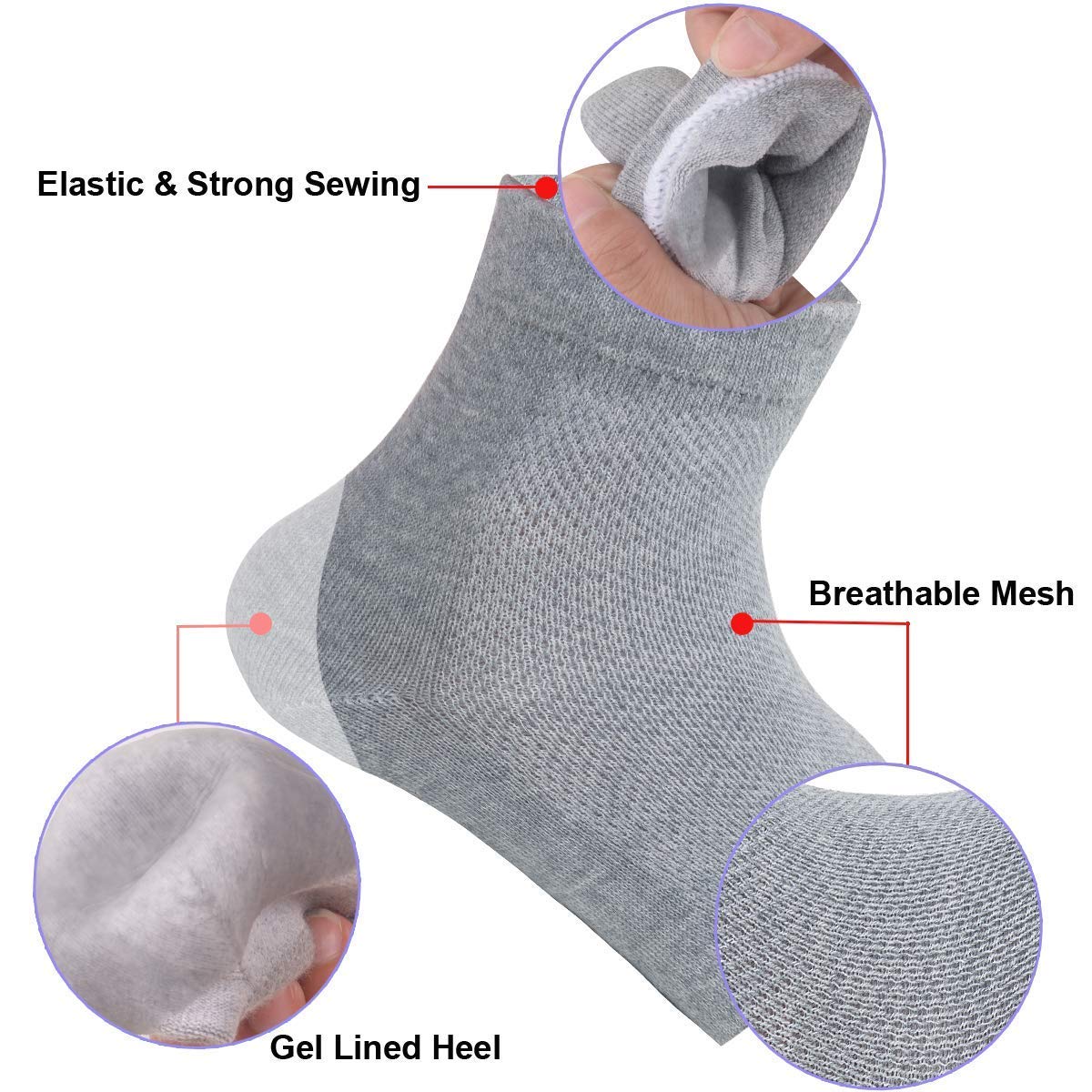 UCRAVO Silicone Gel Heel Socks for Cracked Heel Repair, Moisturizing Heel Sleeves for Dry Hard Heels,Pain Relief, Plantar Fasciitis Support,Reusable Protector Pads for Men & Women Foot Care