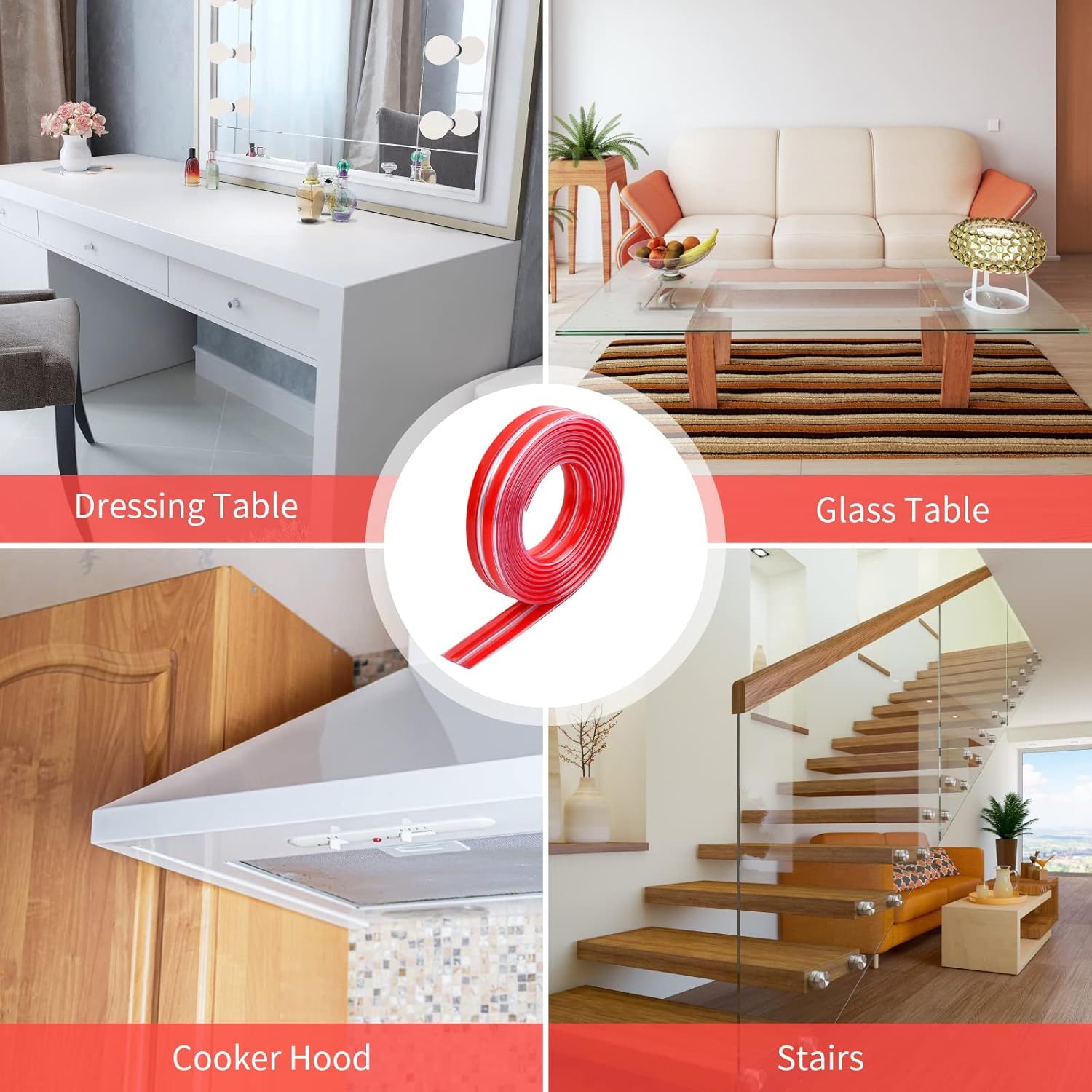 UCRAVO 8 pcs Brown Baby Safety Table Corner Protectors, Furniture Corner and Edge Safety Bumpers, Soft Rubber Foam Cushion Covers, 3M Taped Corner Guards, Baby Child Proofing Pads Rubber Corners